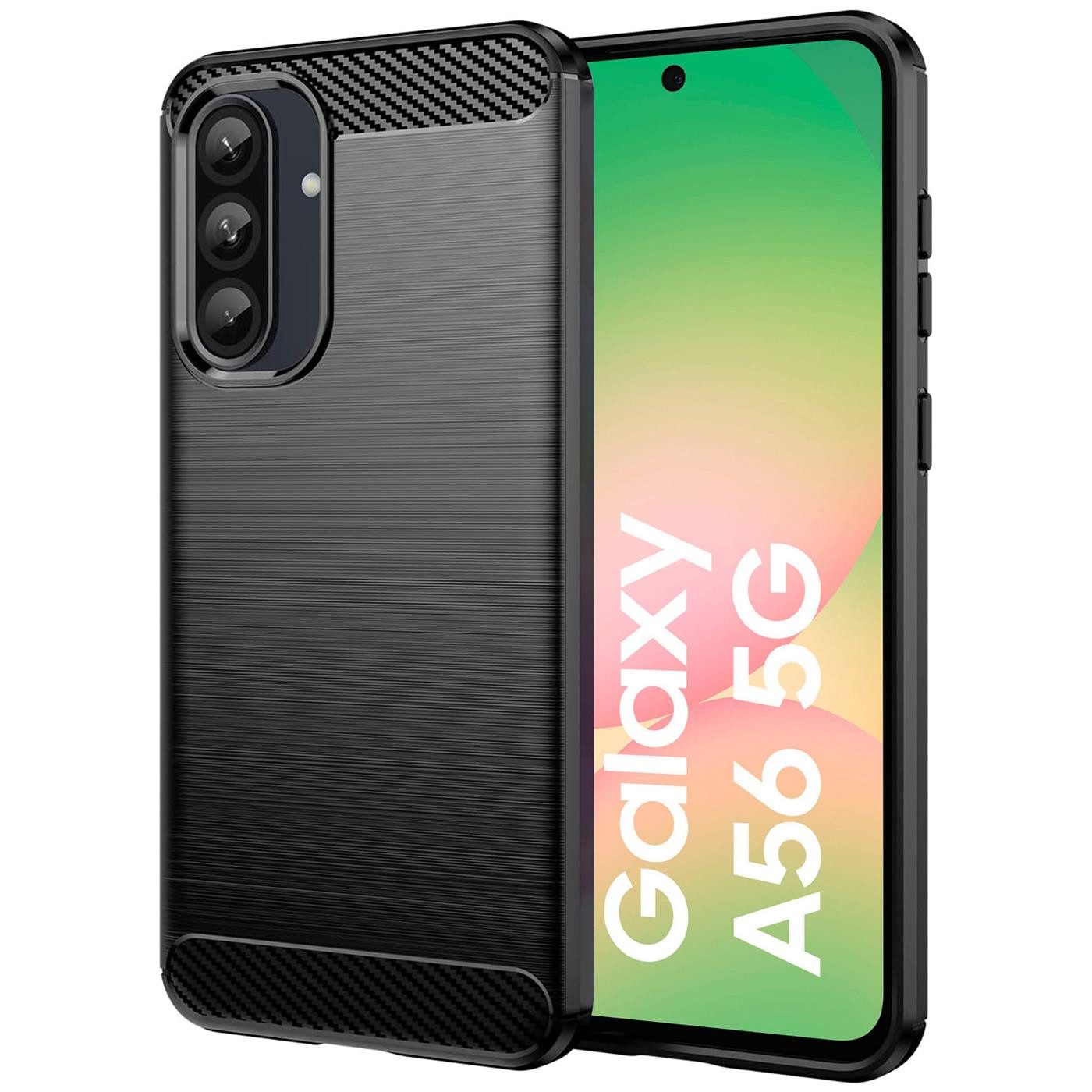 CoolGadget Handyhülle Carbon Handy Hülle für Samsung Galaxy A56 5G 6,7 Zoll, robuste Telefonhülle Case Schutzhülle für Samsung A56 5G Hülle