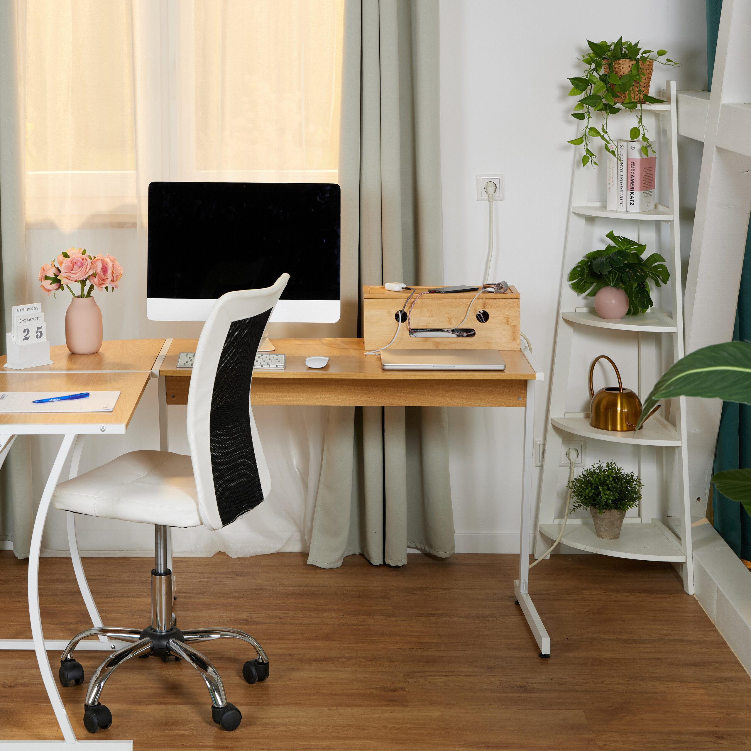 relaxdays Kabelbox aus Bambus