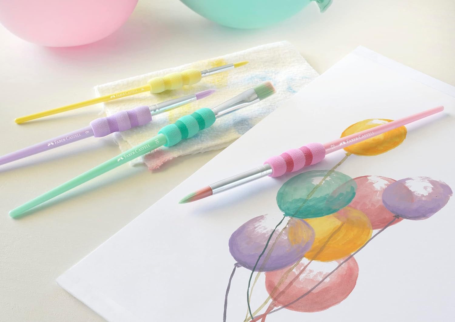 Faber-Castell Bastelmesser Faber-Castell Aquarellpinsel Pastell Soft-Touch 4er-Set Gr. 4 8 10 12