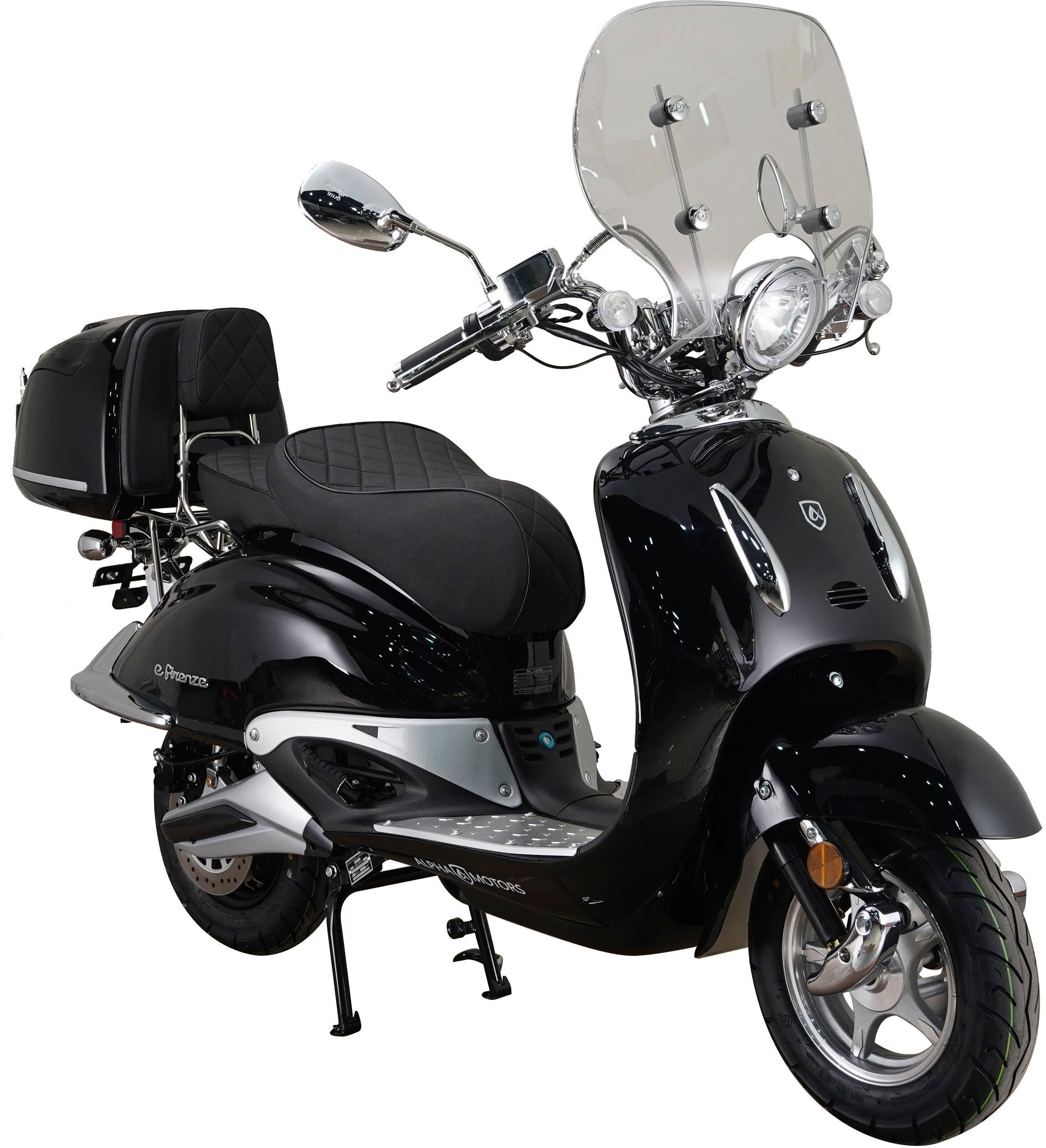 Akku, Windschild inkl. E-Motorroller und 2000 e-Firenze, 45 GreenStreet 1 km/h, schwarz W, Topcase