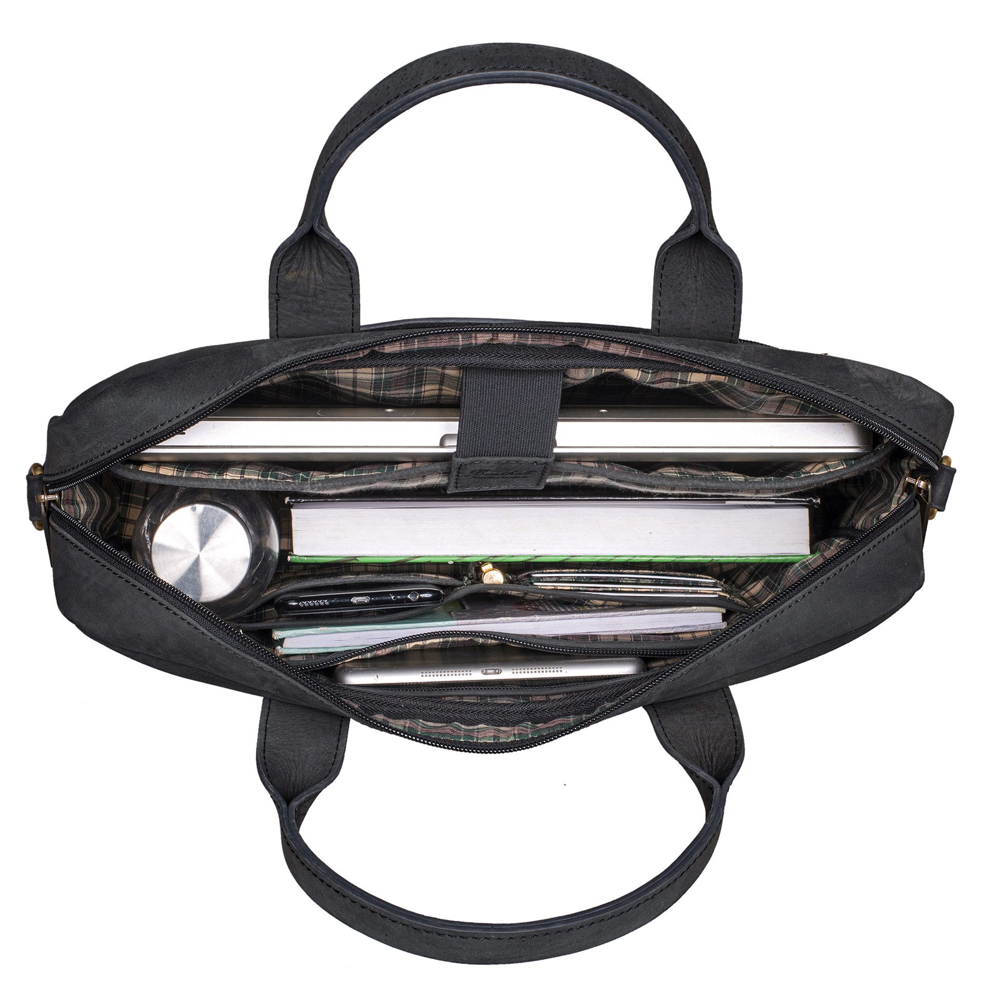 Benthill Aktentasche Echt Leder Schultertasche Herren Damen Laptoptasche Umhängetasche, Schultergurt / Umhängegurt Reißverschlussfach