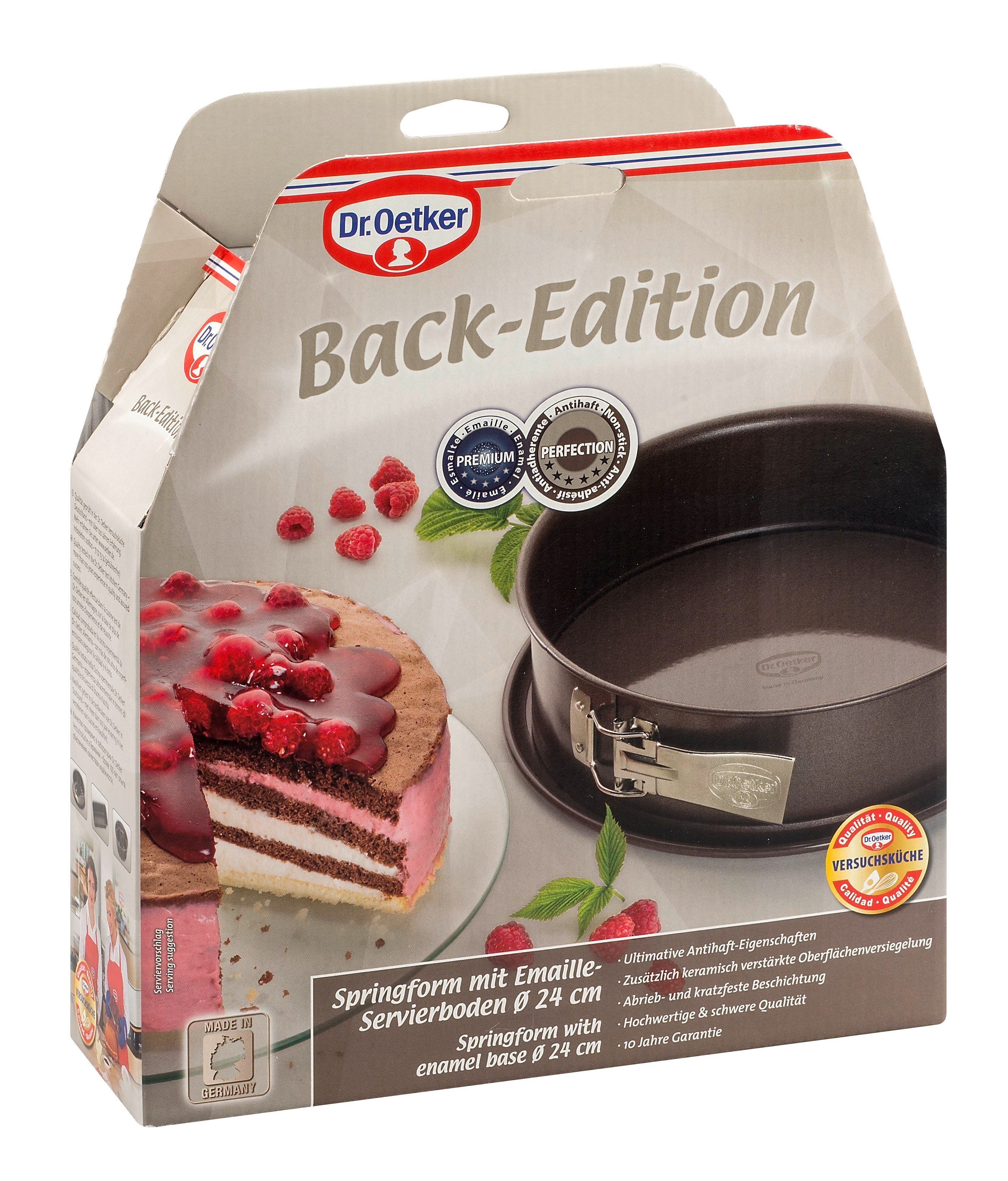 Dr. Oetker Küchenhelfer Springform Back-Edition, mit Emaille-Servierboden, Antihaft-Beschichtung, schnitt-& kratzfest, hitzebeständig bis 230°C