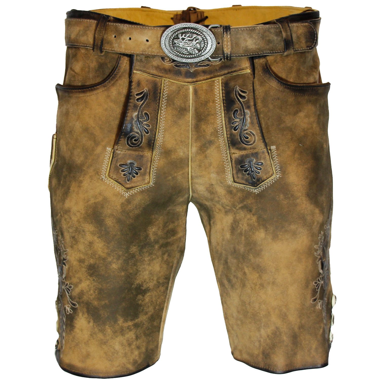 Trachtenlederhose MADDOX Kurze Herren Lederhose 'Mandlach' mit Gürte