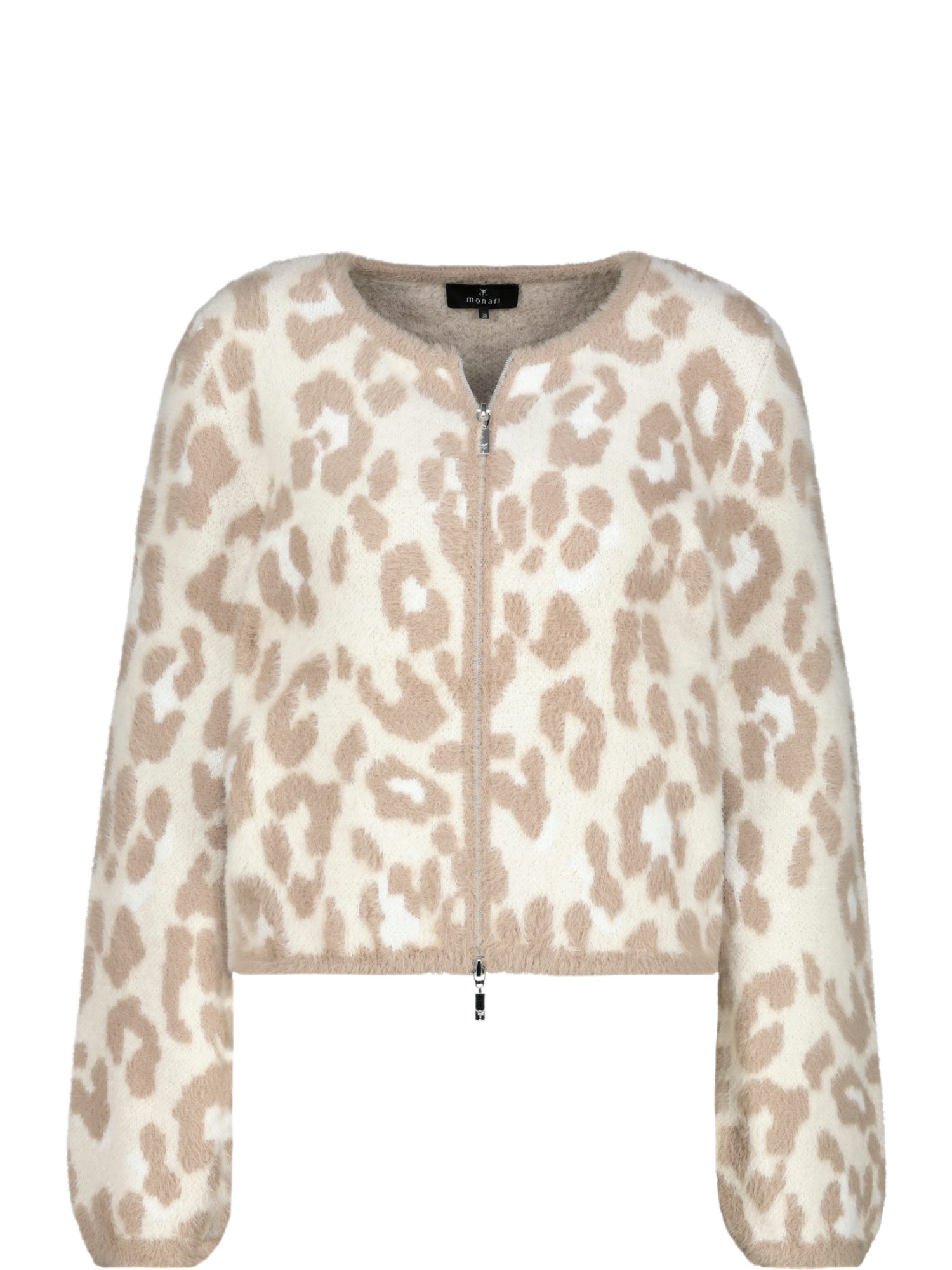 Monari Strickjacke natur,Indoor,Polyamid,Animalprint,Rundhals,Lang,Regular Fit