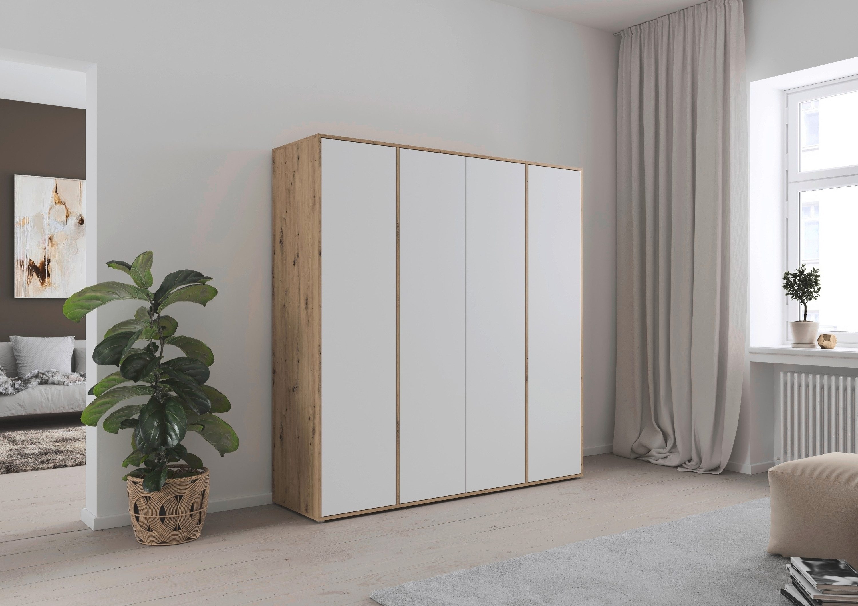 rauch Drehtürenschrank Kleiderschrank Schrank Garderobe Wäscheschrank NABILA viel Stauraum (in 3 verschiedenen Ausstattungen BASIC/CLASSIC/PREMIUM) in 2 Breiten mit Push-to-Open Funktion TOPSELLER MADE IN GERMANY