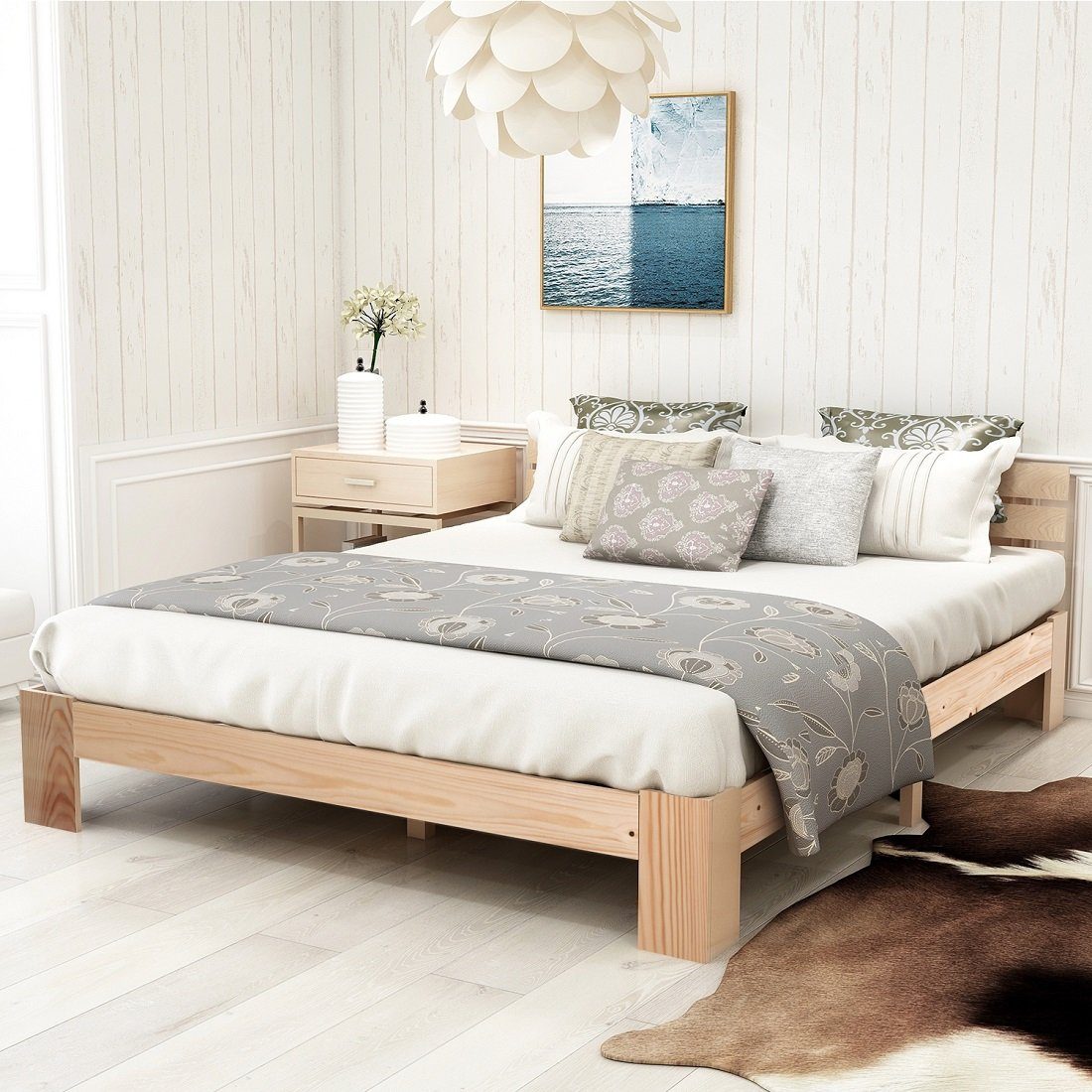 Flieks Holzbett, Doppelbett Ehebett Massivholzbett Bettgestell 140 x 200 cm günstig online kaufen