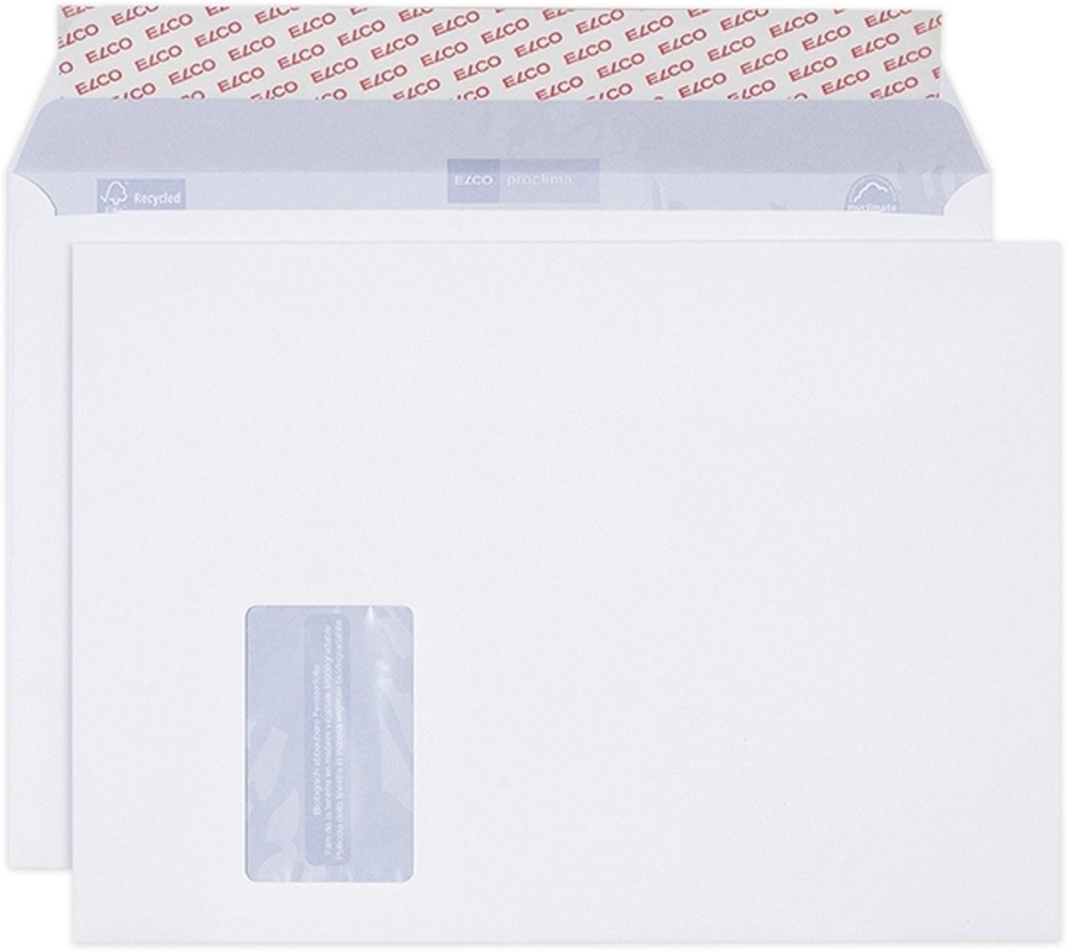 ELCO Briefumschlag Briefumschläge Proclima Box C4 weiß Haftklebung Fenster links Innendr.