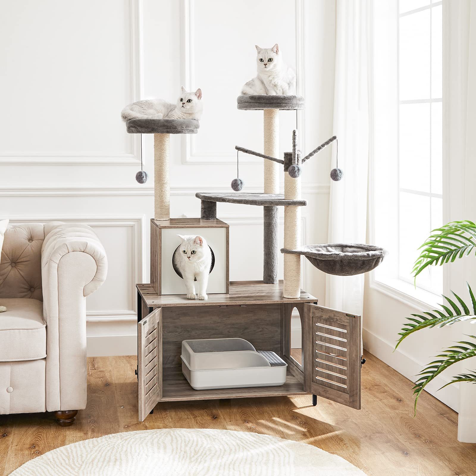 Hoobro Kratzbaum katzenbaumTurm mit katzenklo Schrank, versteckte Katzentoi günstig online kaufen