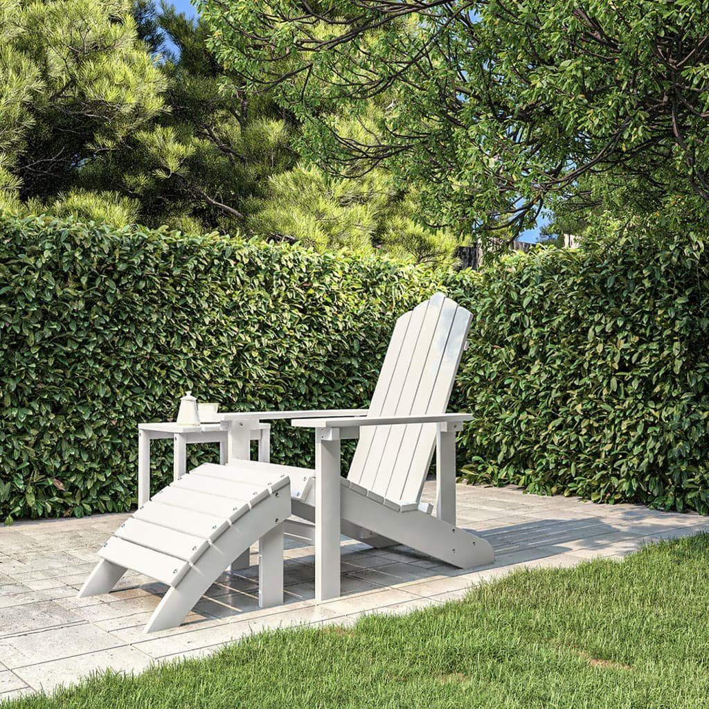 vidaXL Gartenstuhl Adirondack-Gartenstuhl mit Fußstütze HDPE Weiß (1 St) Weiß | Weiß | Stühle