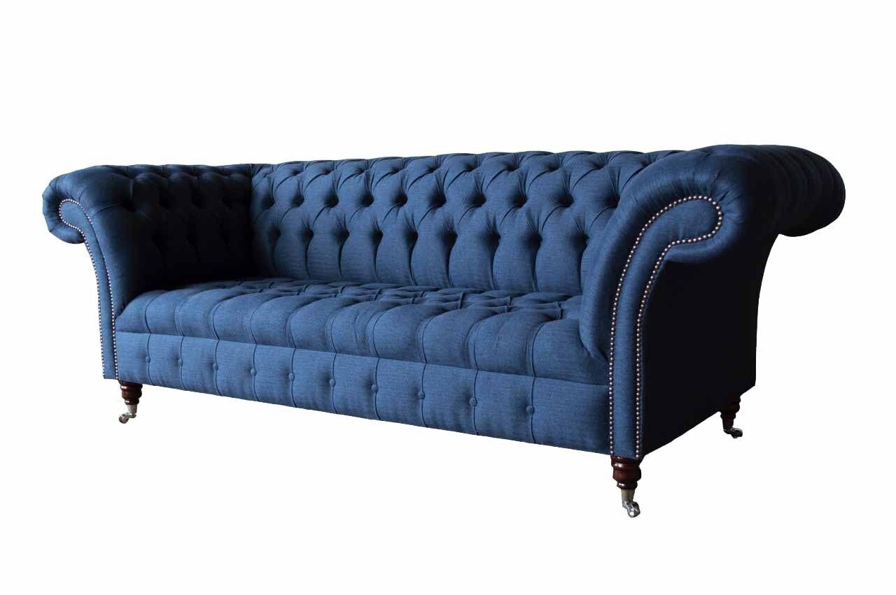 Blau Couches Dreisitzer In 3 Sitzer Sofa Made Sofa Europe Luxus Chesterfield JVmoebel Neu, Sofas