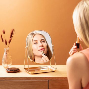 Navaris Kosmetikspiegel Tischspiegel mit Schmuckaufbewahrung zum Schminken/Frisieren (1-St)