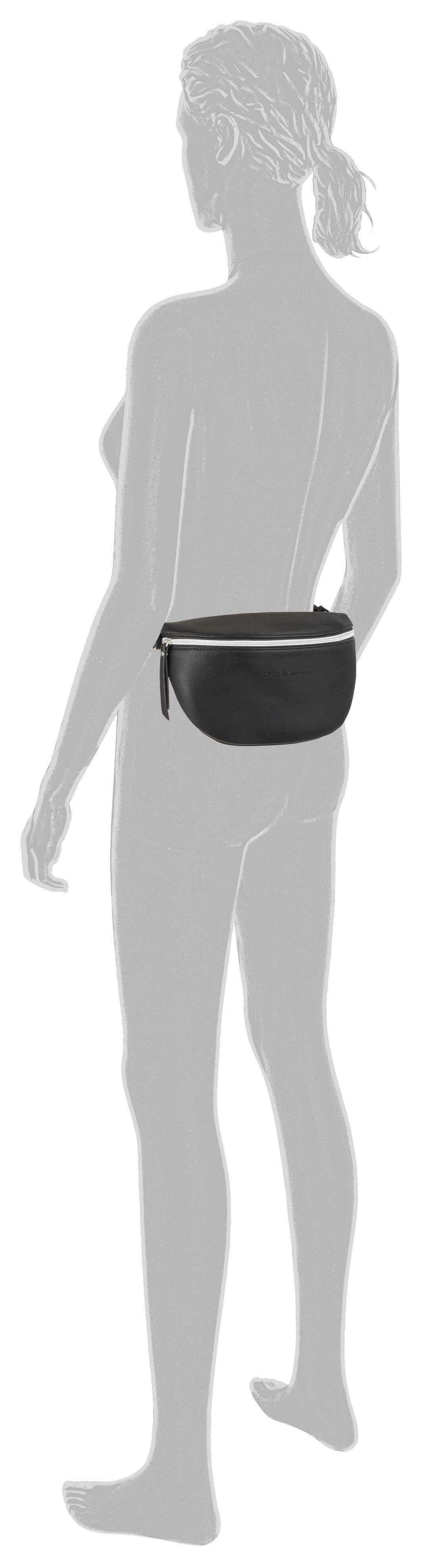 TOM TAILOR Denim Bauchtasche Rosie, vielseitig tragbar, leicht genarbt mit silbernen Nylonreißverschlüssen