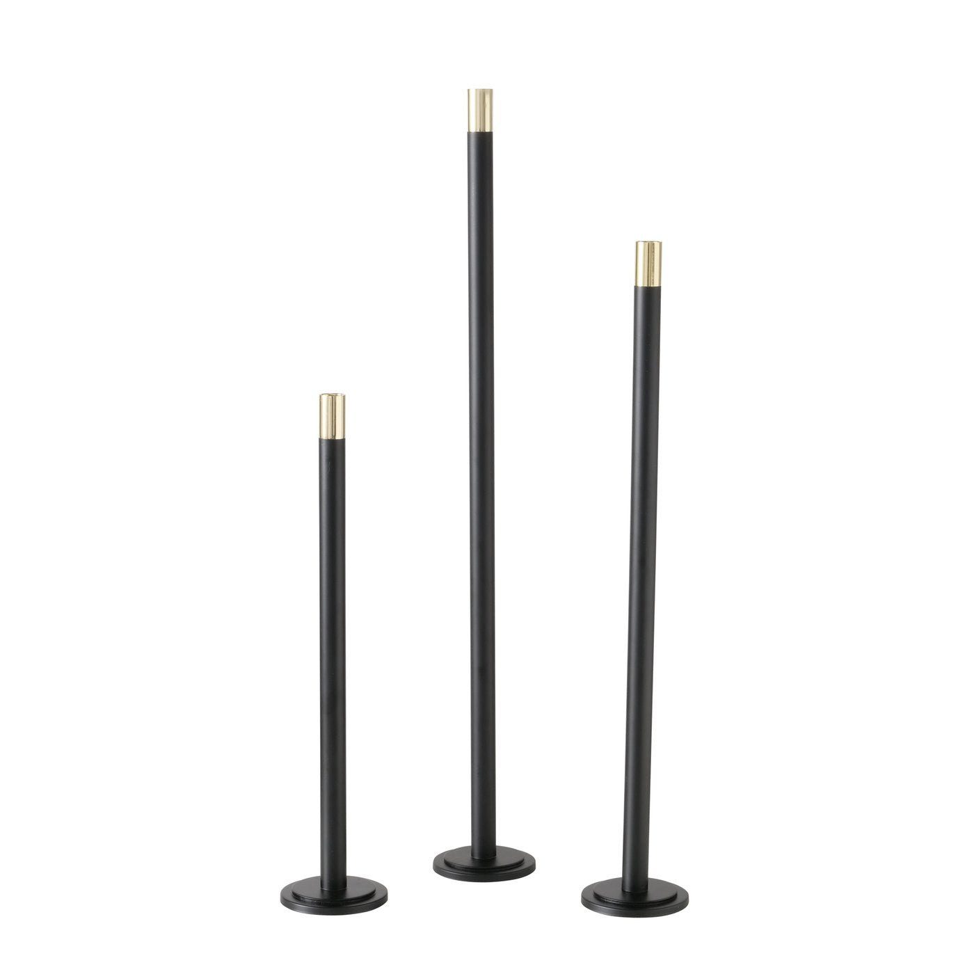 MF Kerzenhalter Bodenkerzenleuchter Mats Eisen Schwarz Gold Modern 76,5 cm Höhe (3 St)