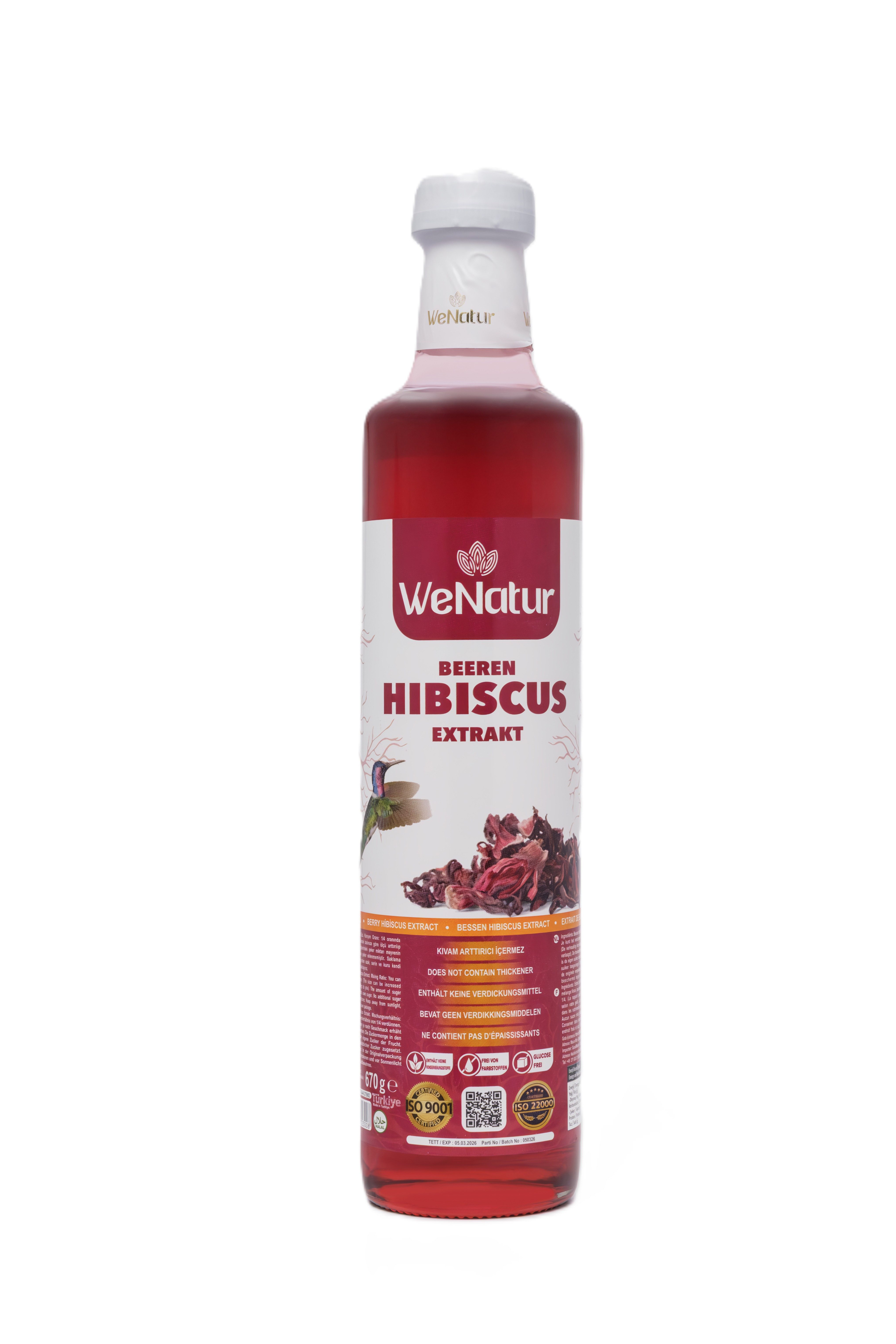 We_Natur Sirup Hıbıscus-Extrakt – Vitalität & Geschmack aus der Natur, 670 g, Natürliches Hibiskus-Extrakt,Mischverhältnis: 1+5