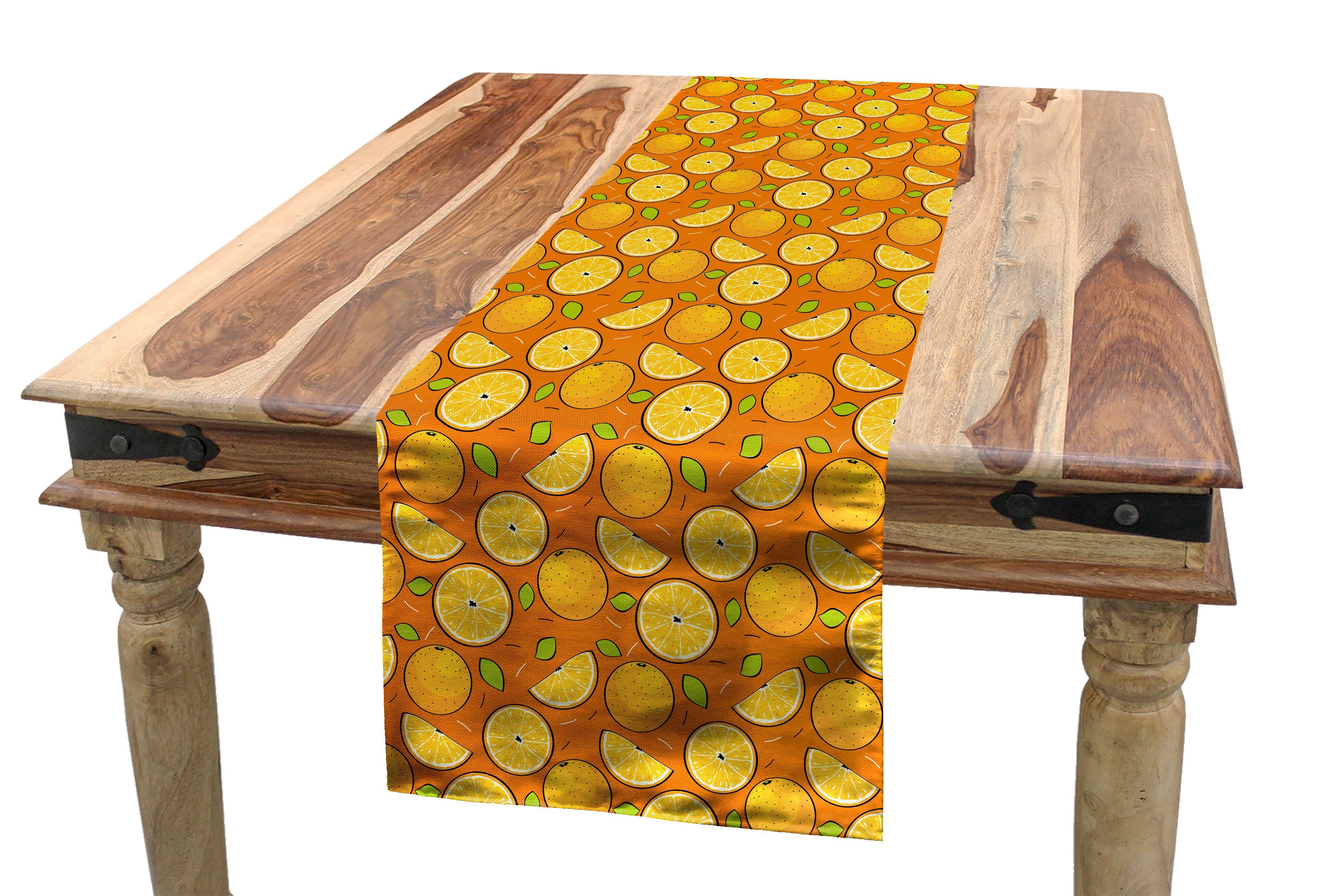 Abakuhaus Tischläufer Esszimmer Küche Tischläufer, Vitamin Frucht-Muster Sommer Orange Rechteckiger Dekorativer
