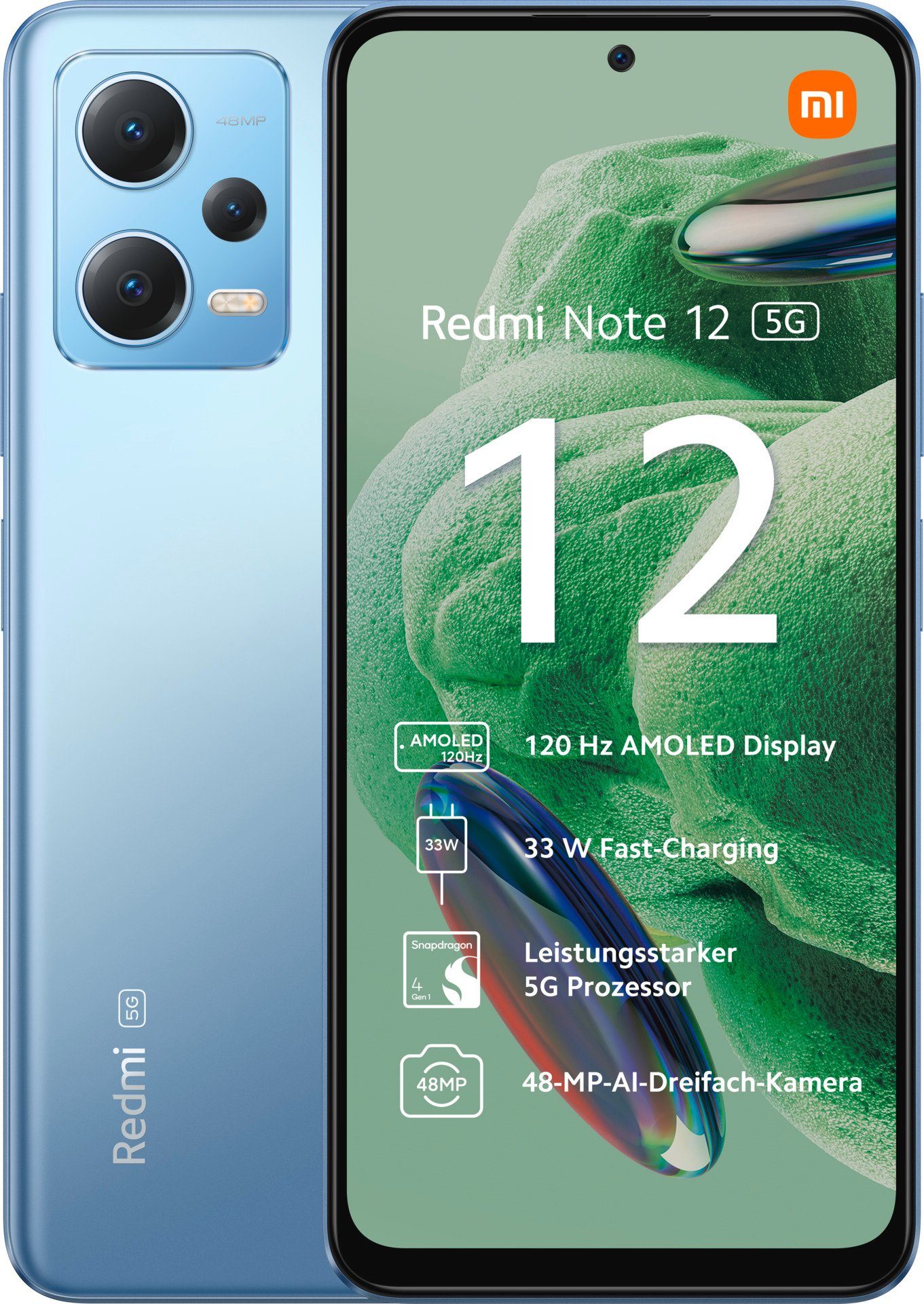 Xiaomi Redmi Note 12 5G 4GB+128GB Smartphone (16,94 cm/6,67 Zoll, 128 GB Speicherplatz, 48 MP Kamera) Blau