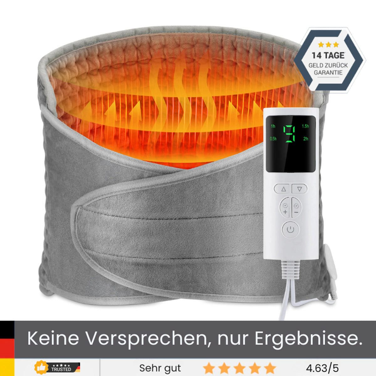 HEALTHSON Wärmegürtel ThermoCore - 2-in-1 Heizgürtel mit 9 Wärmestufen