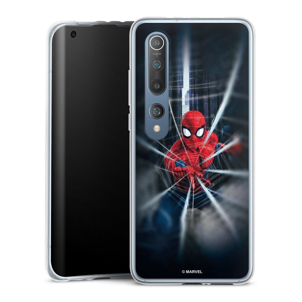 DeinDesign Handyhülle Marvel Kinofilm Spider-Man Webs In Action, Xiaomi Mi 10 Silikon Hülle Bumper Case Handy Schutzhülle