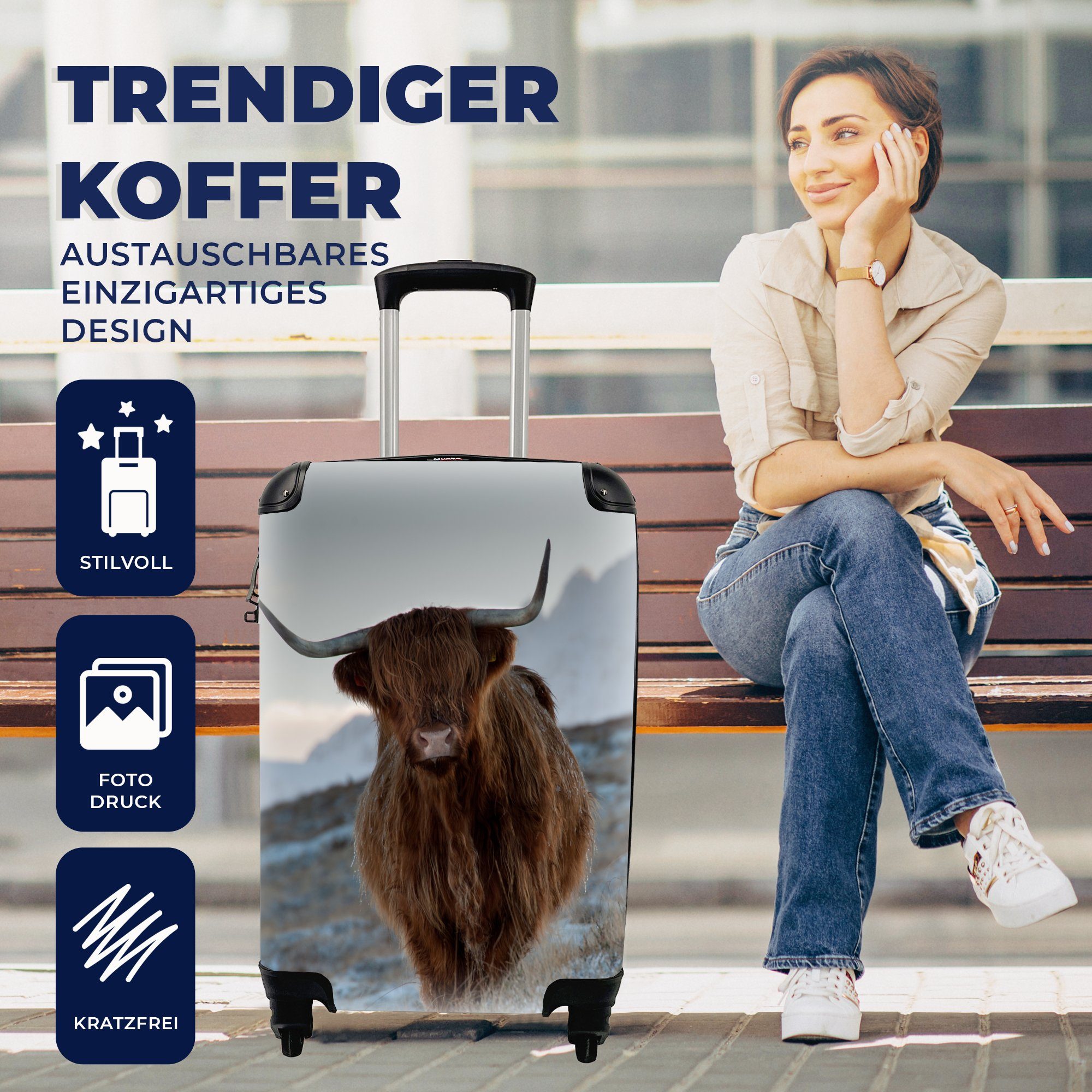 - Handgepäckkoffer Reisekoffer Reisetasche Rollen, Handgepäck Hochländer Trolley, Schottischer Ferien, - rollen, 4 Landschaft Schottland, mit für MuchoWow