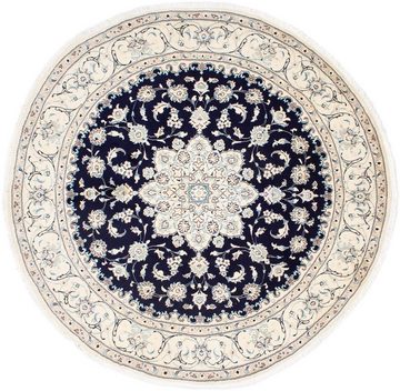 Orientteppich Perser - Nain rund - 243 x 243 cm - dunkelblau, morgenland, rund, Höhe: 10 mm, Wohnzimmer, Handgeknüpft, Einzelstück mit Zertifikat