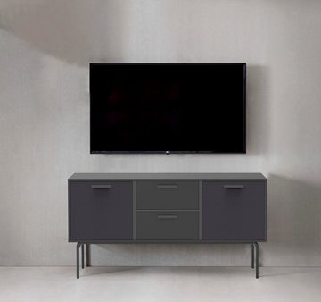 Hammel Furniture Media-Board Keep by Hammel, AV-Korpus auf Sockel, 2 Schubladen und 2 Stofftüren, Breite 113,8 cm
