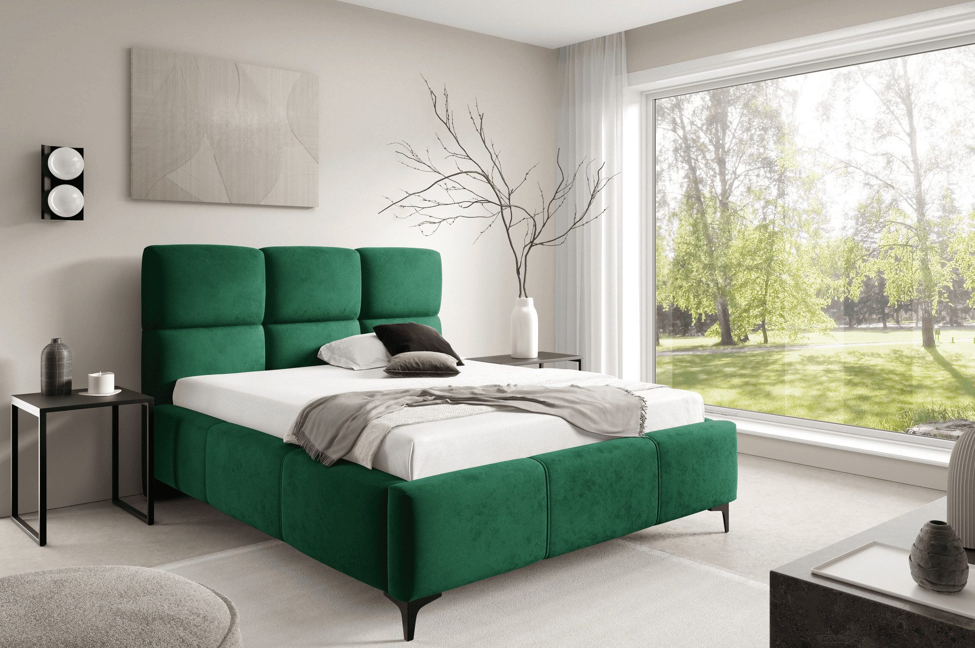 thematys Polsterbett SENTO-Modernes Bett mit Lattenrost - 140x200 - 200x200 cm (Set, zerlegt)