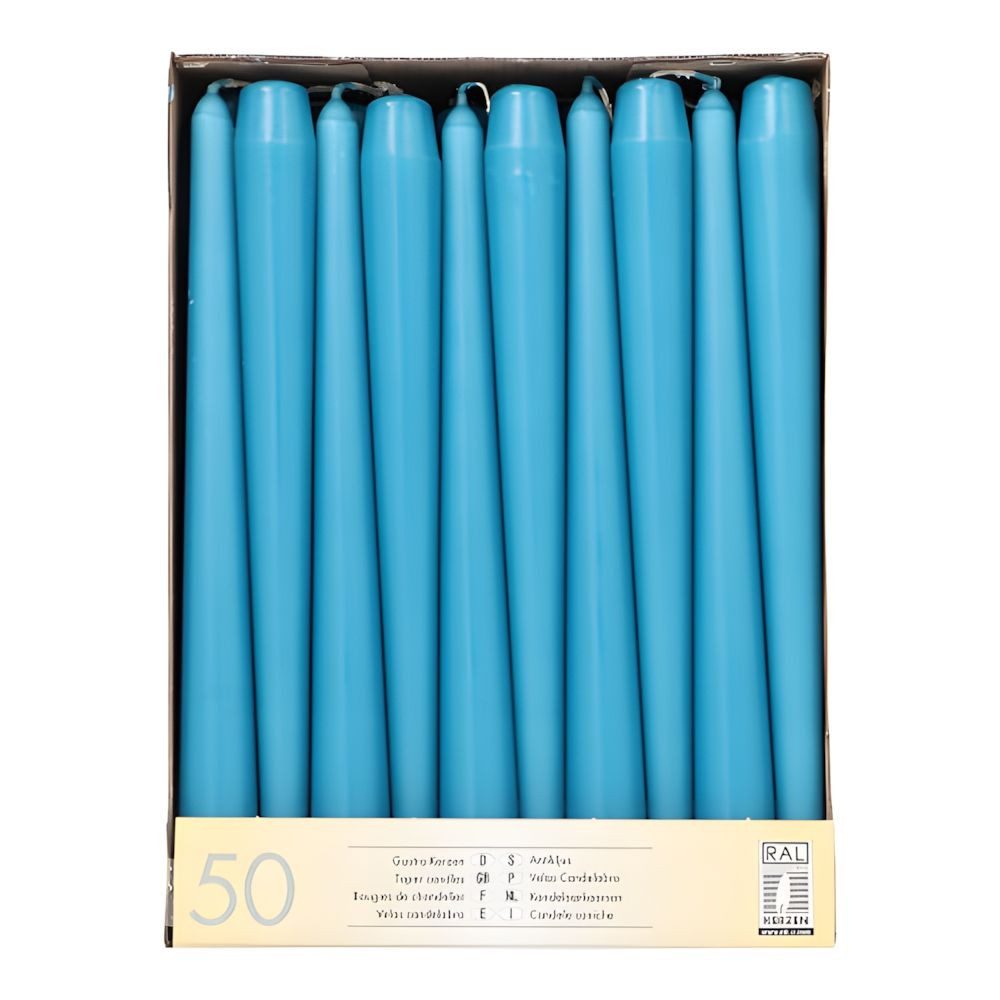 PAPSTAR Spitzkerze Leuchterkerzen Ø 2,2 cm, 25 cm türkis 50 Stk