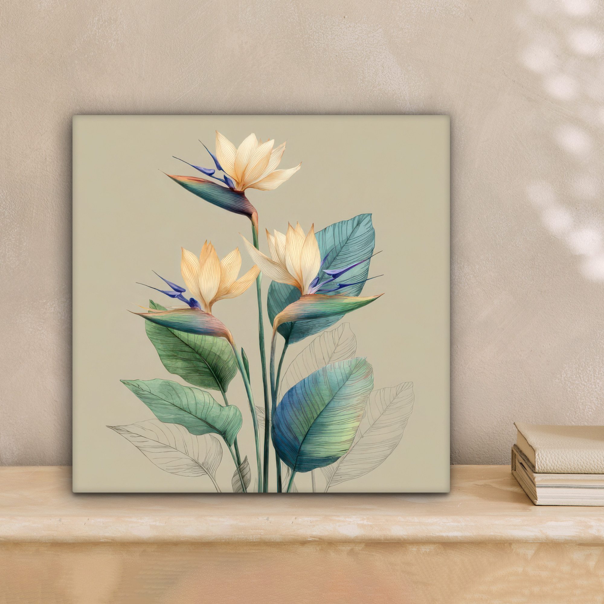 OneMillionCanvasses® Leinwandbild Paradiesvogelblüten - Blaugrüne Blätter - günstig online kaufen