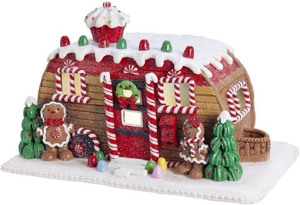 Dekofigur D3596 - LED Lebkuchenhaus "Camper", -16 cm/6"-