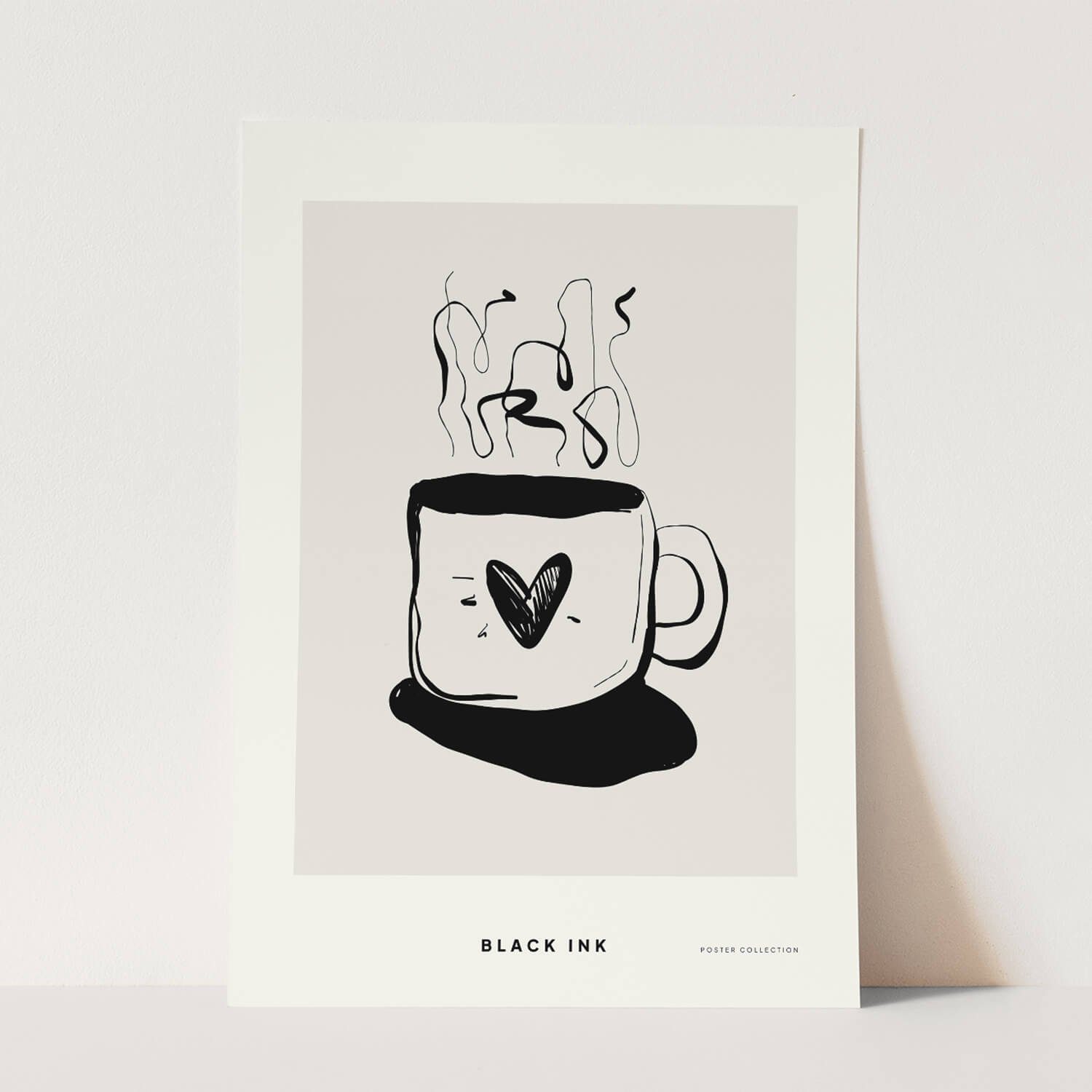 Sinus Art Wandbild Black Ink dekorative Illustration Modern Kaffee Tasse Herz. € 12,00