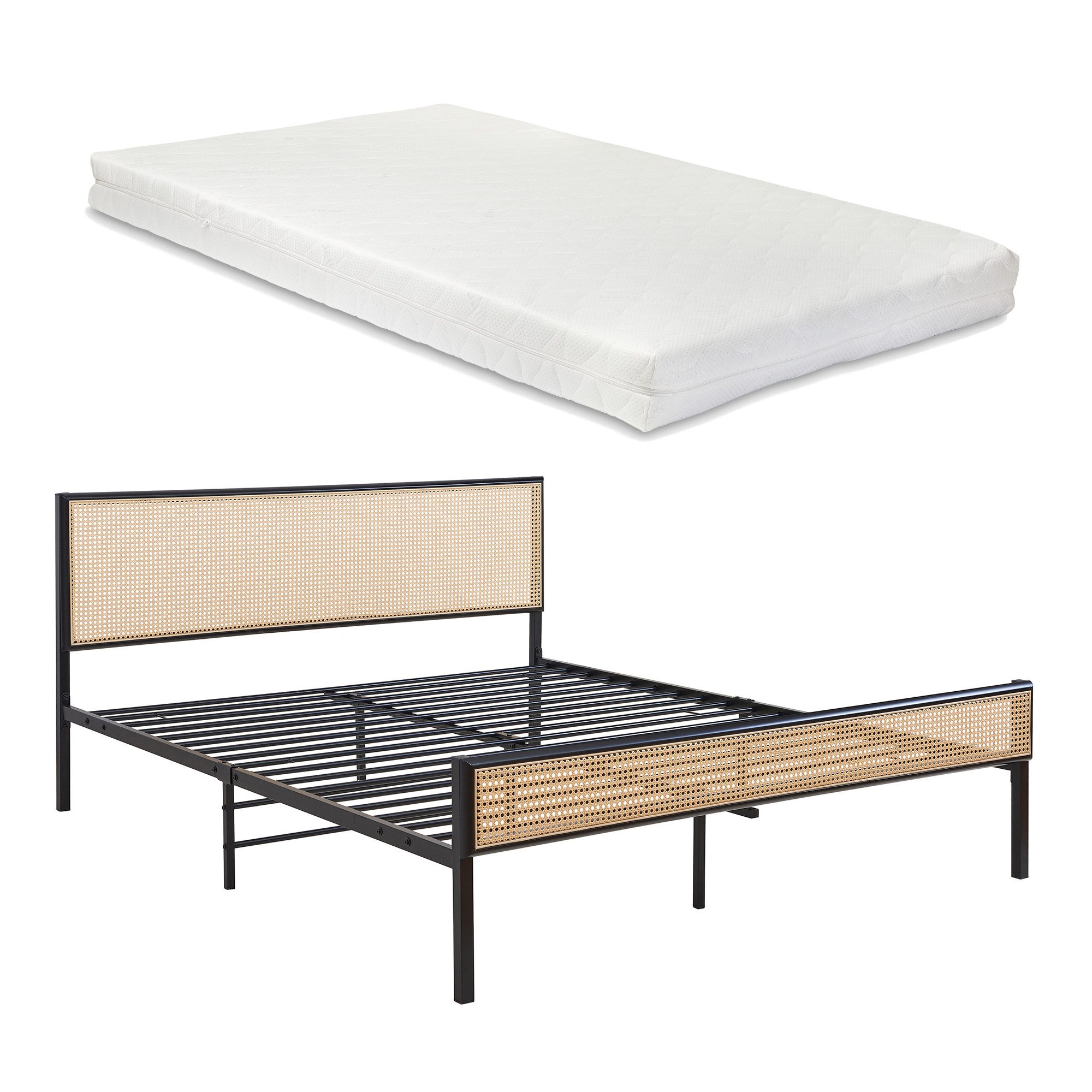 en.casa Metallbett, mit Matratze »Linköping« mit günstig online kaufen