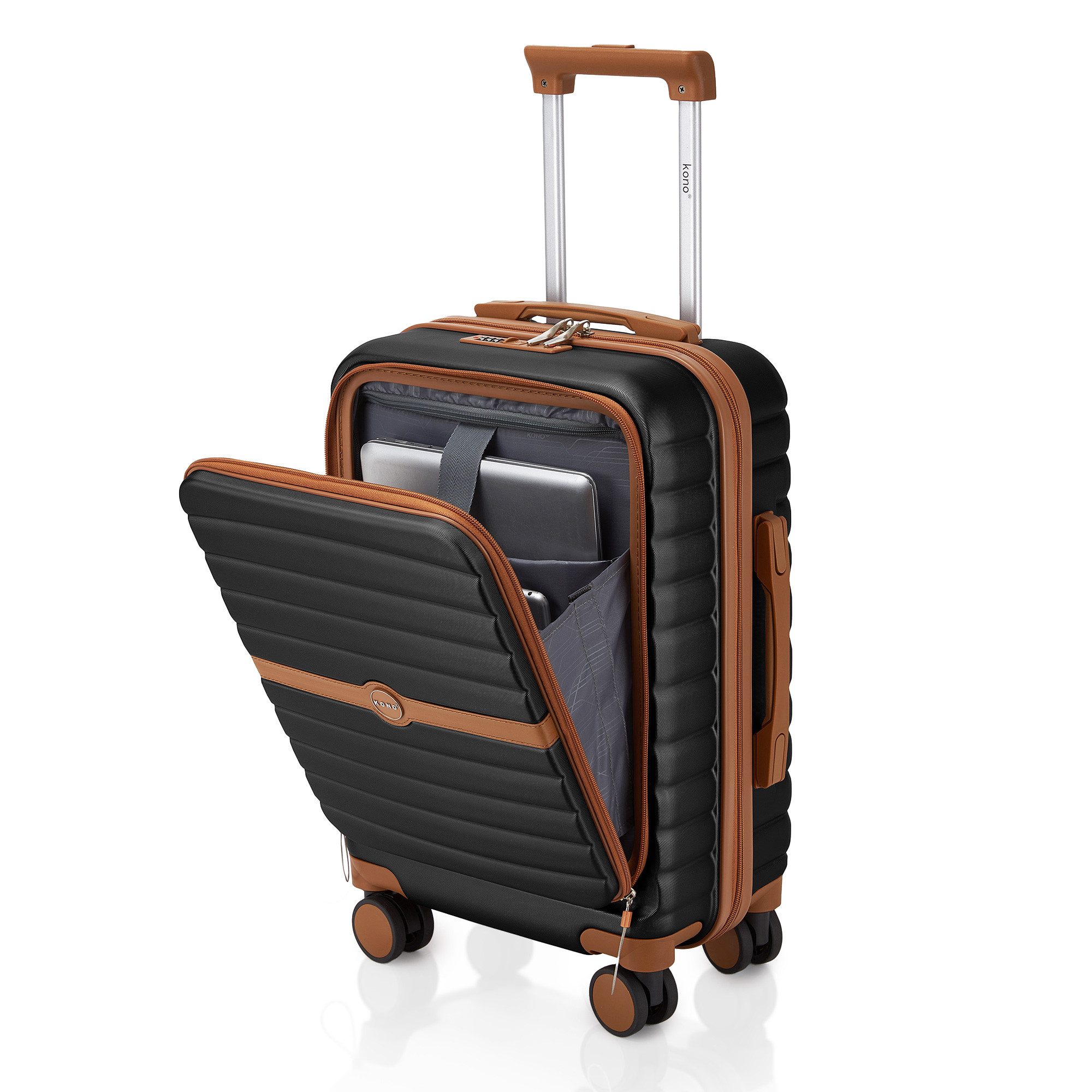 KONO Handgepäckkoffer Koffer Trolley ABS+PC Hartschalenkoffer