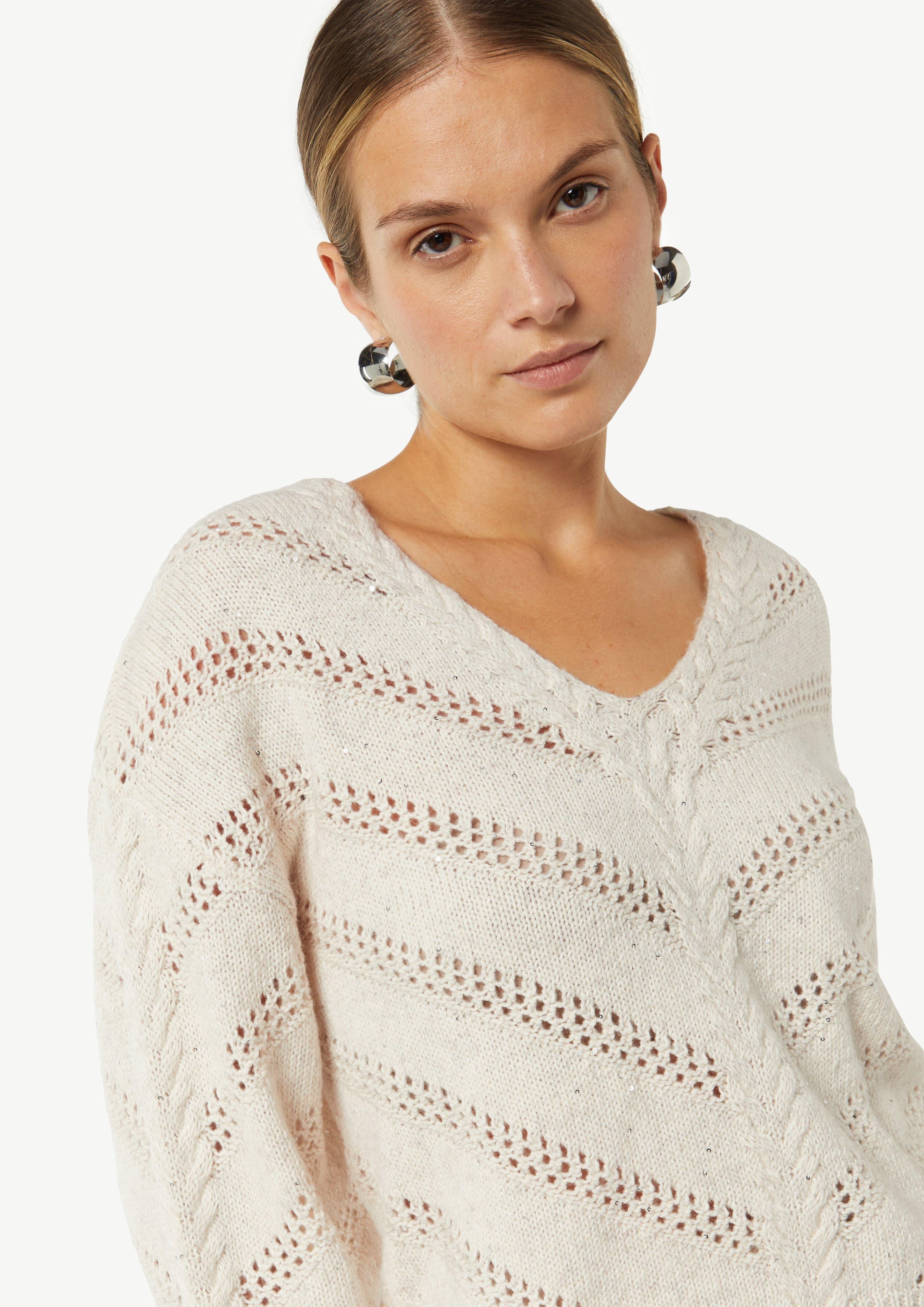 Comma Langarmshirt Strickpullover mit zarten Pailletten günstig online kaufen