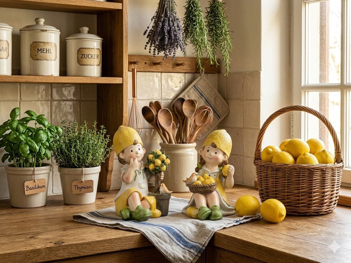 formano Gartenfigur Sommerkinder sitzend mit Zitronen und Bäumchen