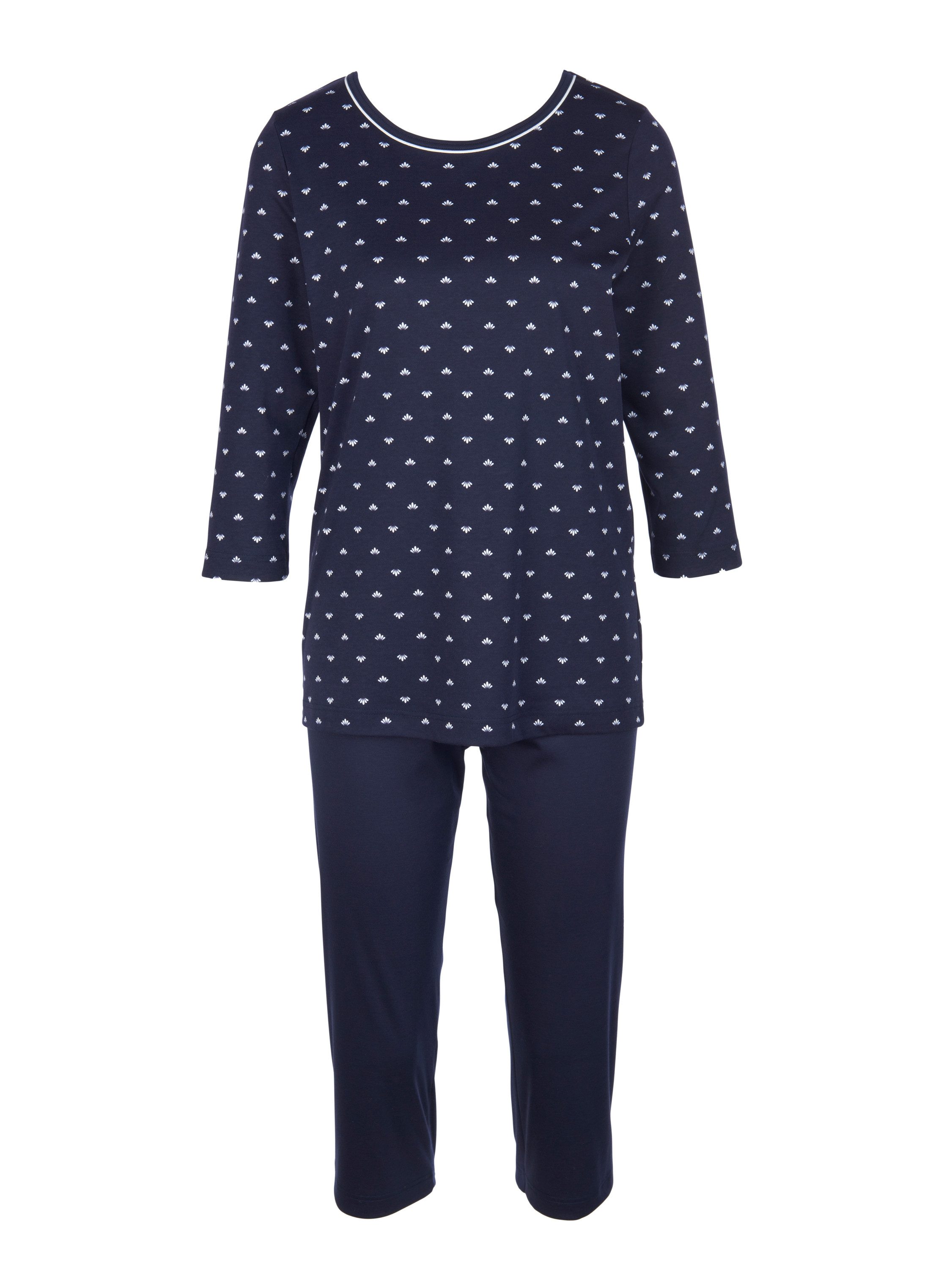 CALIDA Capri-Pyjama Night Lovers Damen (2 tlg) aus 100% hochwertiger Baumwolle, mit stoffbezogenem Gummibund