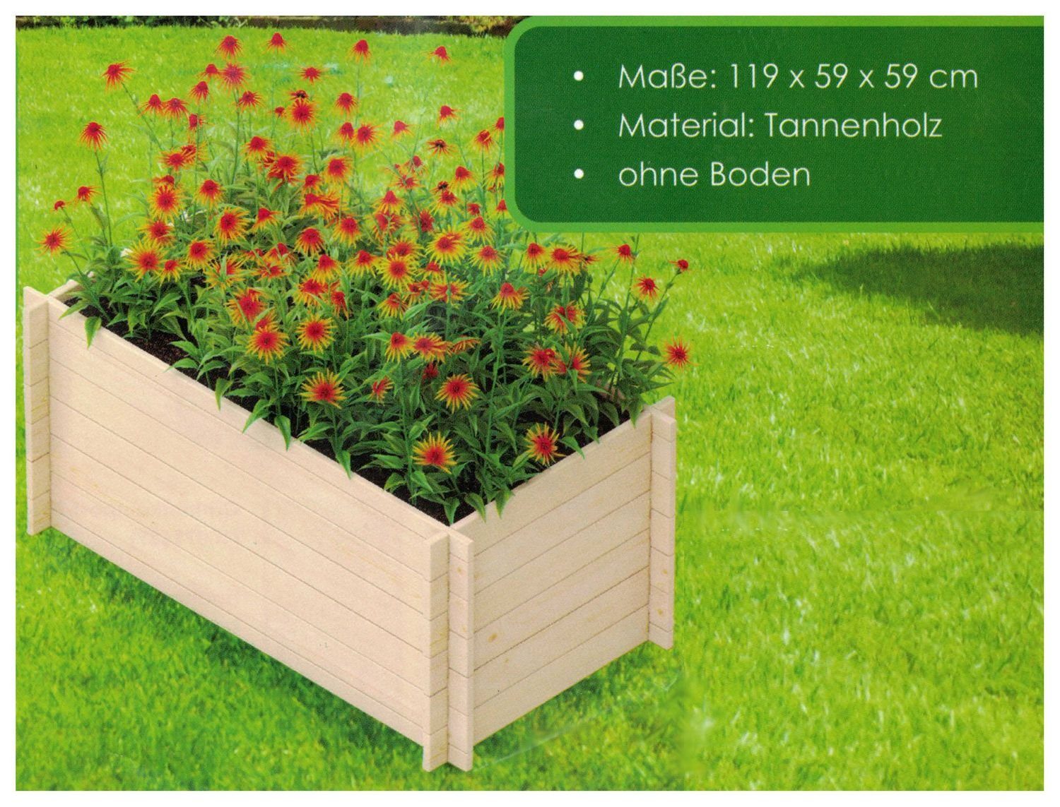 Grüner Jan Pflanzkübel Hochbeet aus Tannenholz natur 119x60x59cm