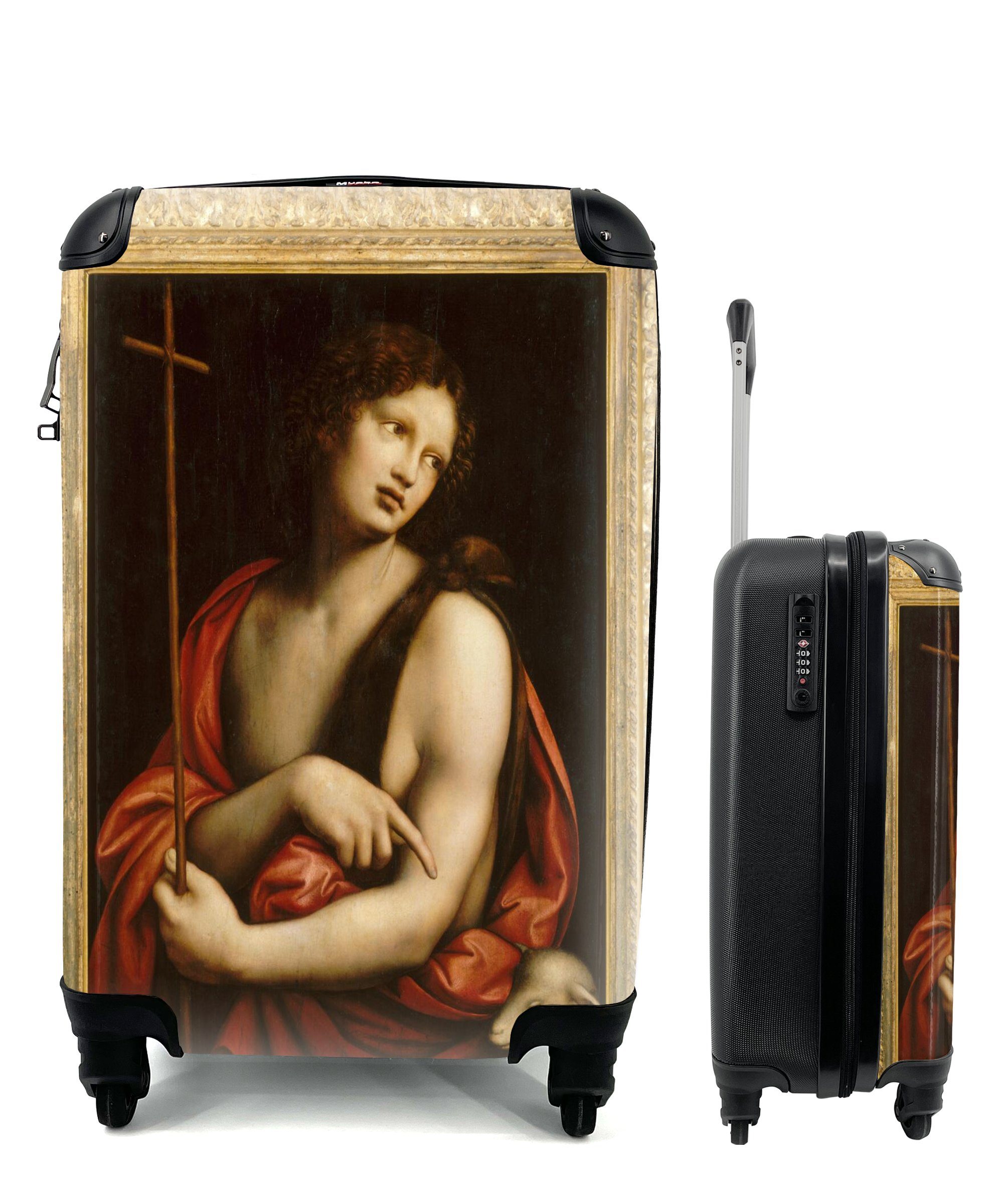 Leonardo - Der für der Handgepäckkoffer Johannes da mit Handgepäck heilige Täufer Reisetasche Trolley, Rollen, Reisekoffer 4 MuchoWow Ferien, rollen, Vinci,