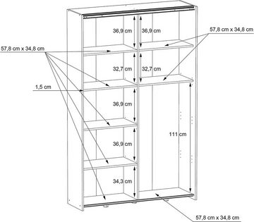 FORTE Mehrzweckschrank Schwebetürenschrank Mehrzweckschrank OZZULA Old Wood Vintage und Beton