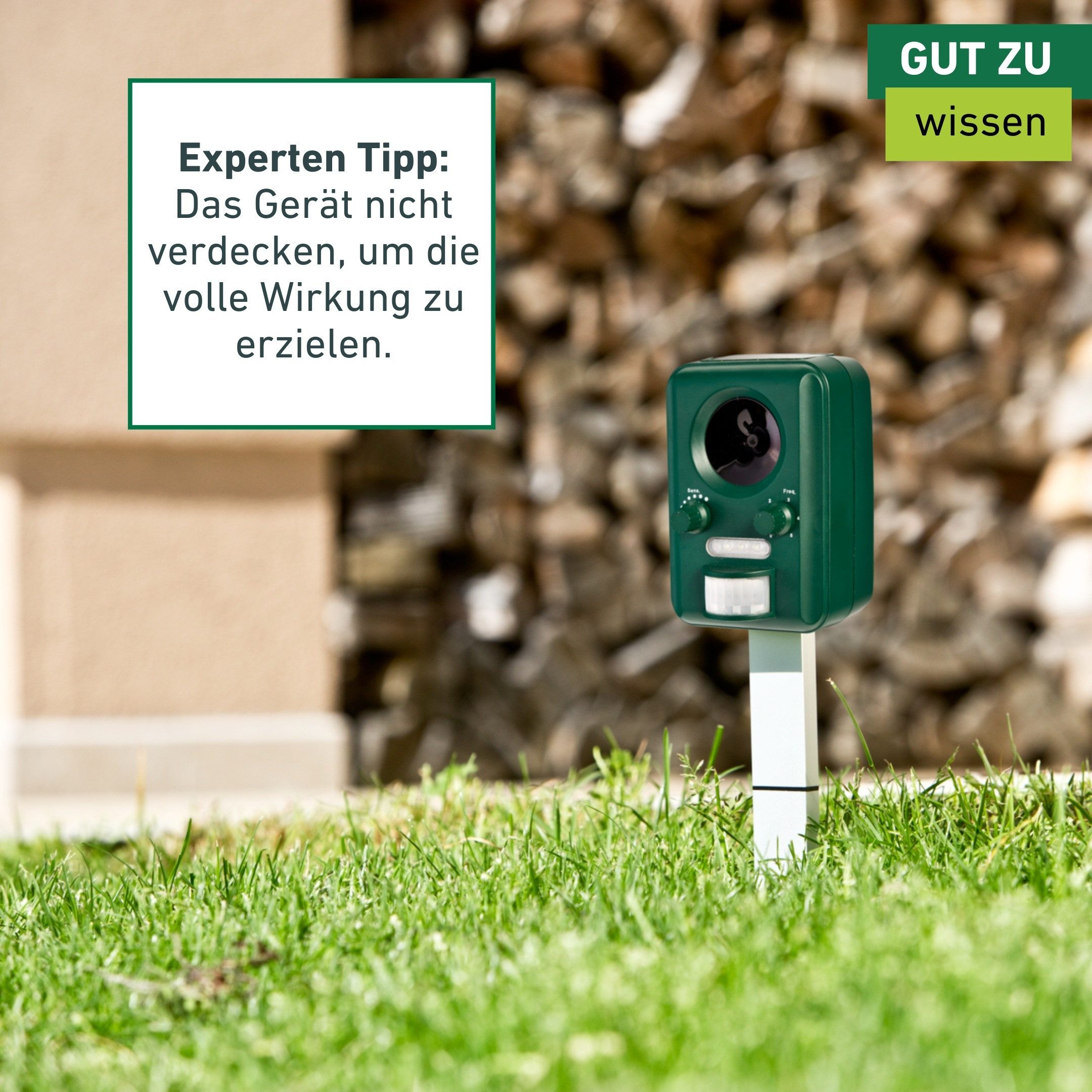 Windhager Ultraschall-Tierabwehr Gerät Outdoor, mit Solar oder Batterie, Tiervertreiber gegen Marder, Waschbären, Wirkungsbereich 60 m²