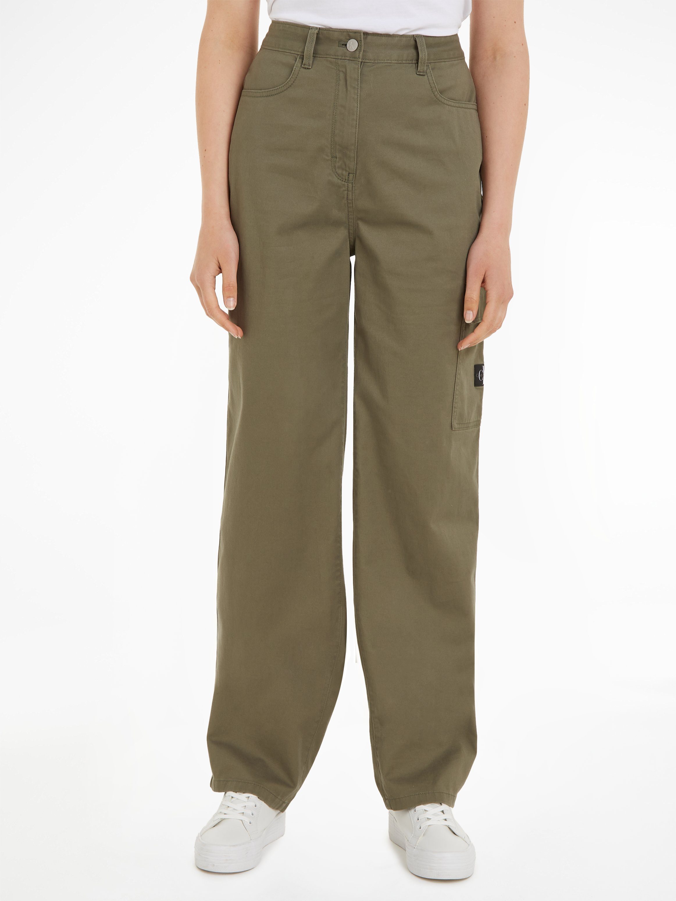 RISE Olive Dusty Stretch-Hose STRAIGHT Calvin Jeans Klein TWILL HIGH STRETCH