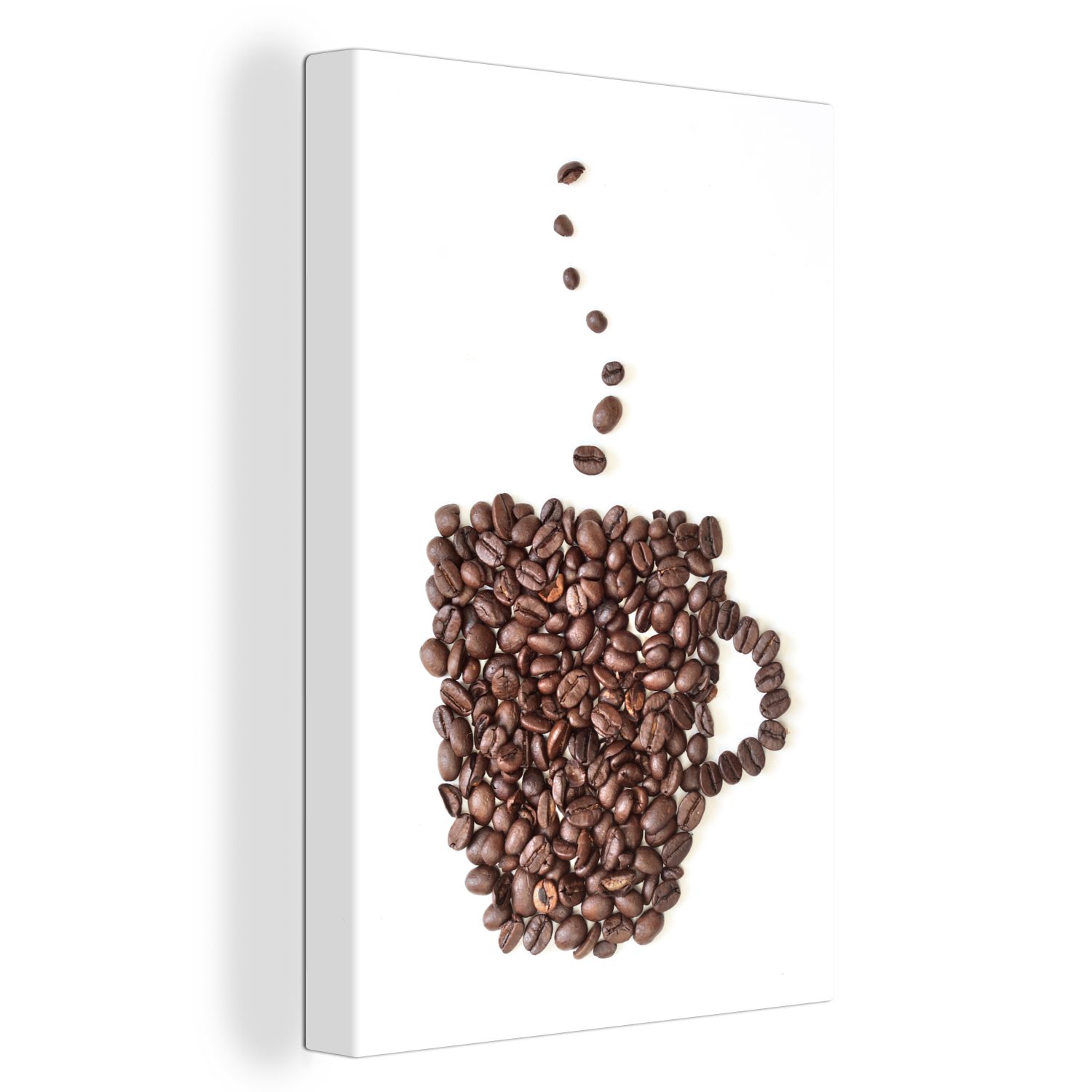 OneMillionCanvasses® Leinwandbild Kaffeetasse aus Kaffeebohnen, (1 St), Leinwandbild fertig bespannt inkl. Zackenaufhänger, Gemälde, 20x30 cm