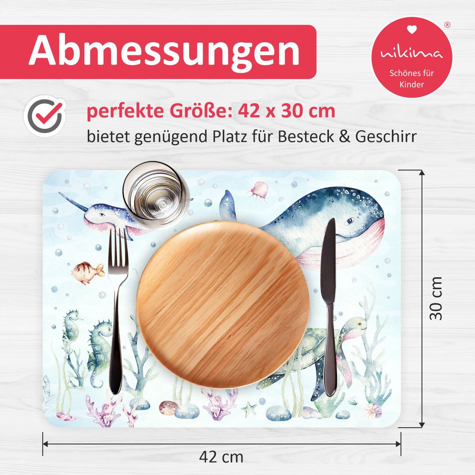 nikima Platzset stabiles Vinyl Tischset Unterwasser Kinder Platzset abwaschbar, (1-St) – Bild 5 von 5