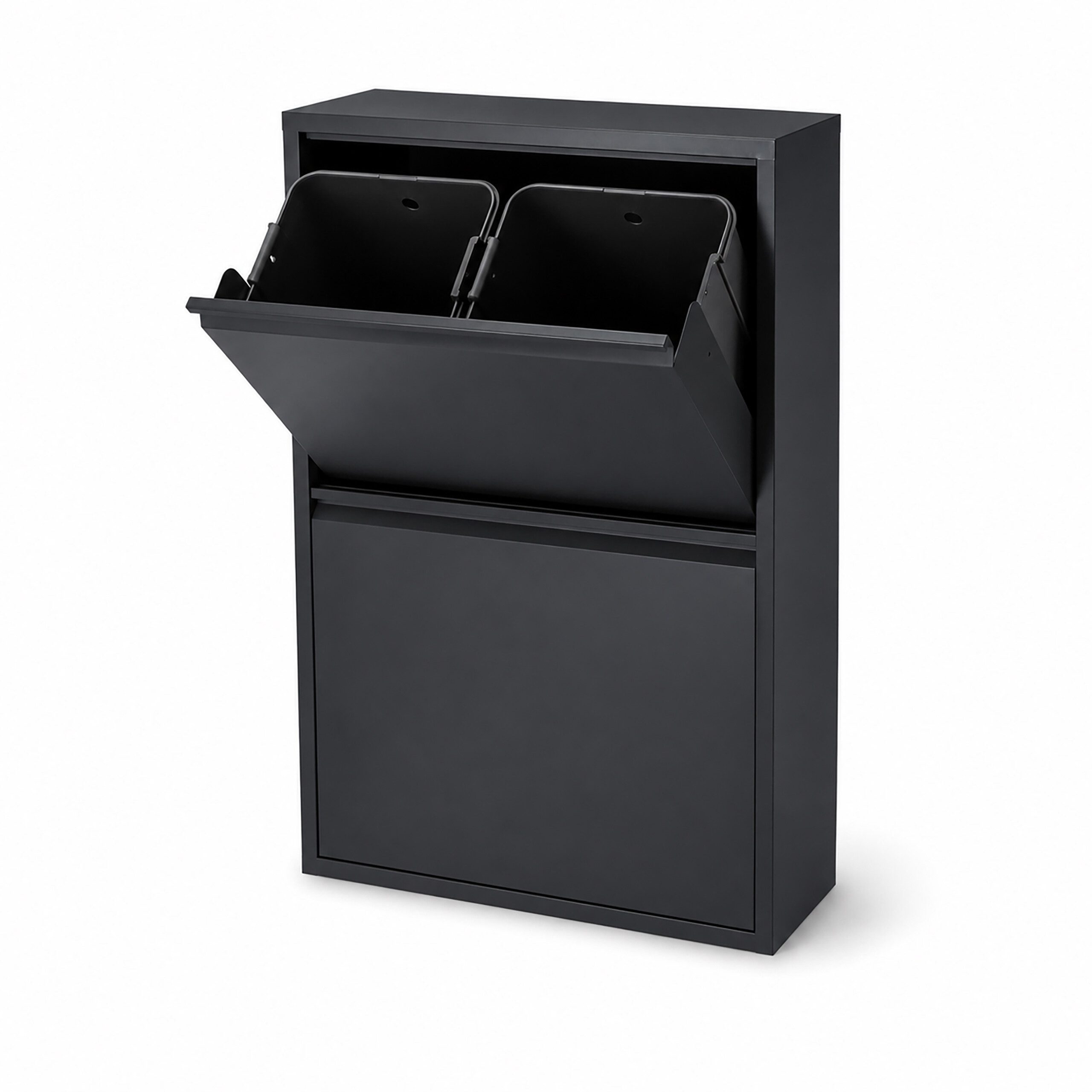 relaxdays Mülltrennsystem Mülleimer 4 Fächer 4x18 l, schwarz