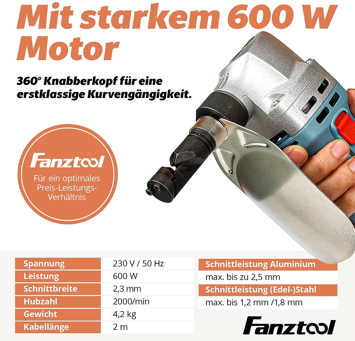 Fanzwork Knabber FANZTOOL Blechknabber 600W, Knabber Nibbler, ohne Koffer & Stempel