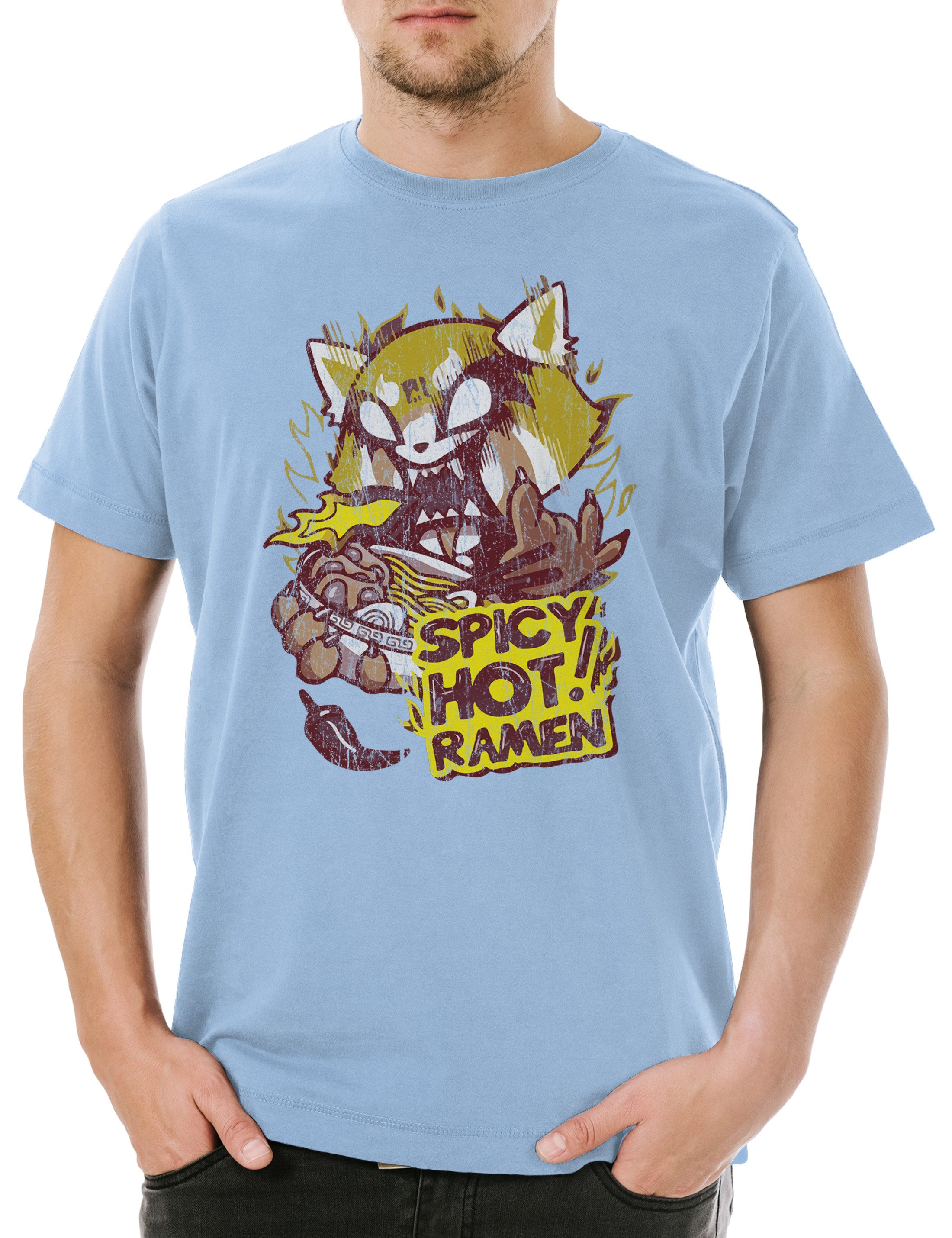 Print-Shirt Ramen Spicy Hot Herren T-Shirt Soup Suppe Japan Noodles Katze
