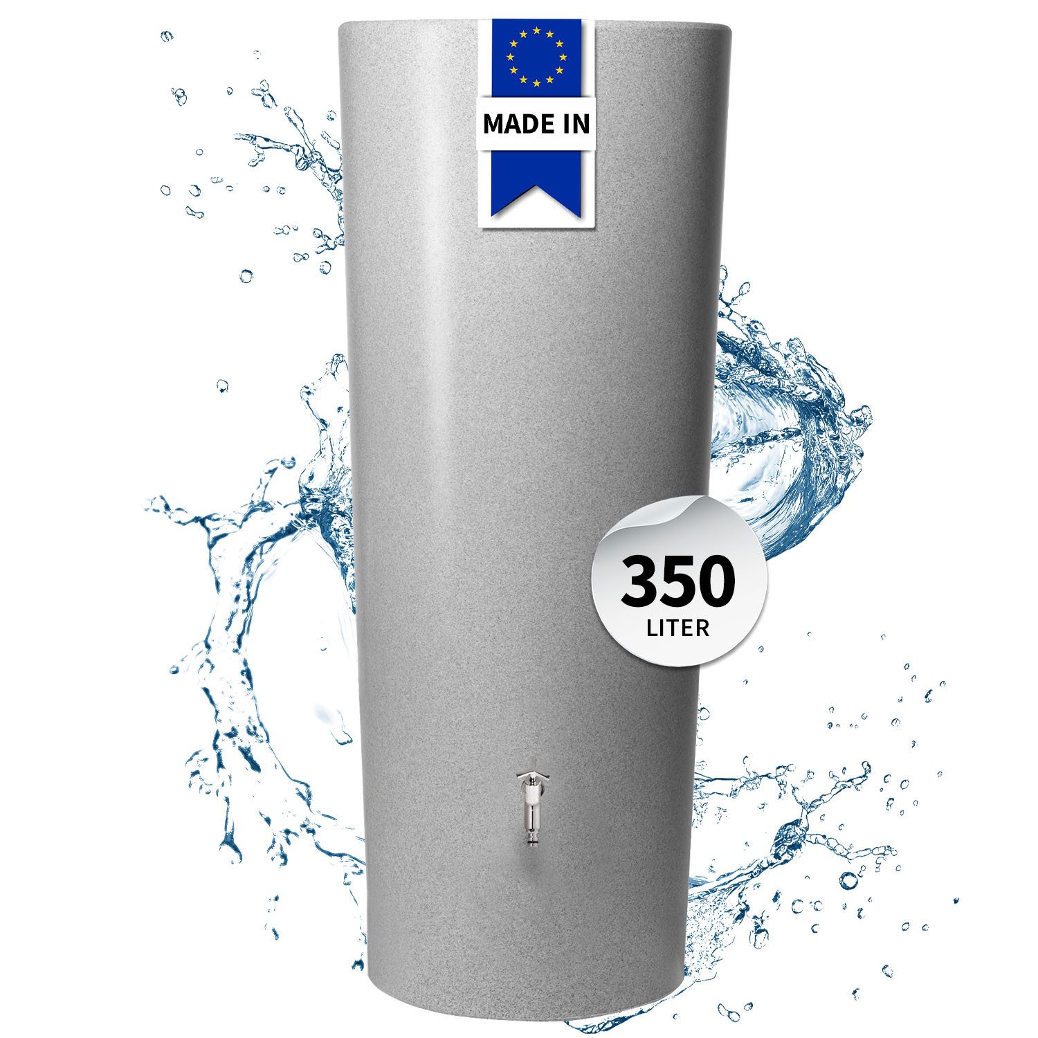GARANTIA Regentonne STONE 2in1 Regenspeicher 350 Liter silver inkl. Pflanzschale