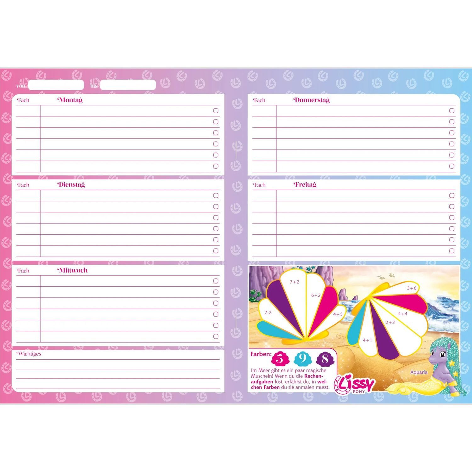 NEUMANN Geburtstagskalender Lissy PONY Hausaufgabenheft Grundschule