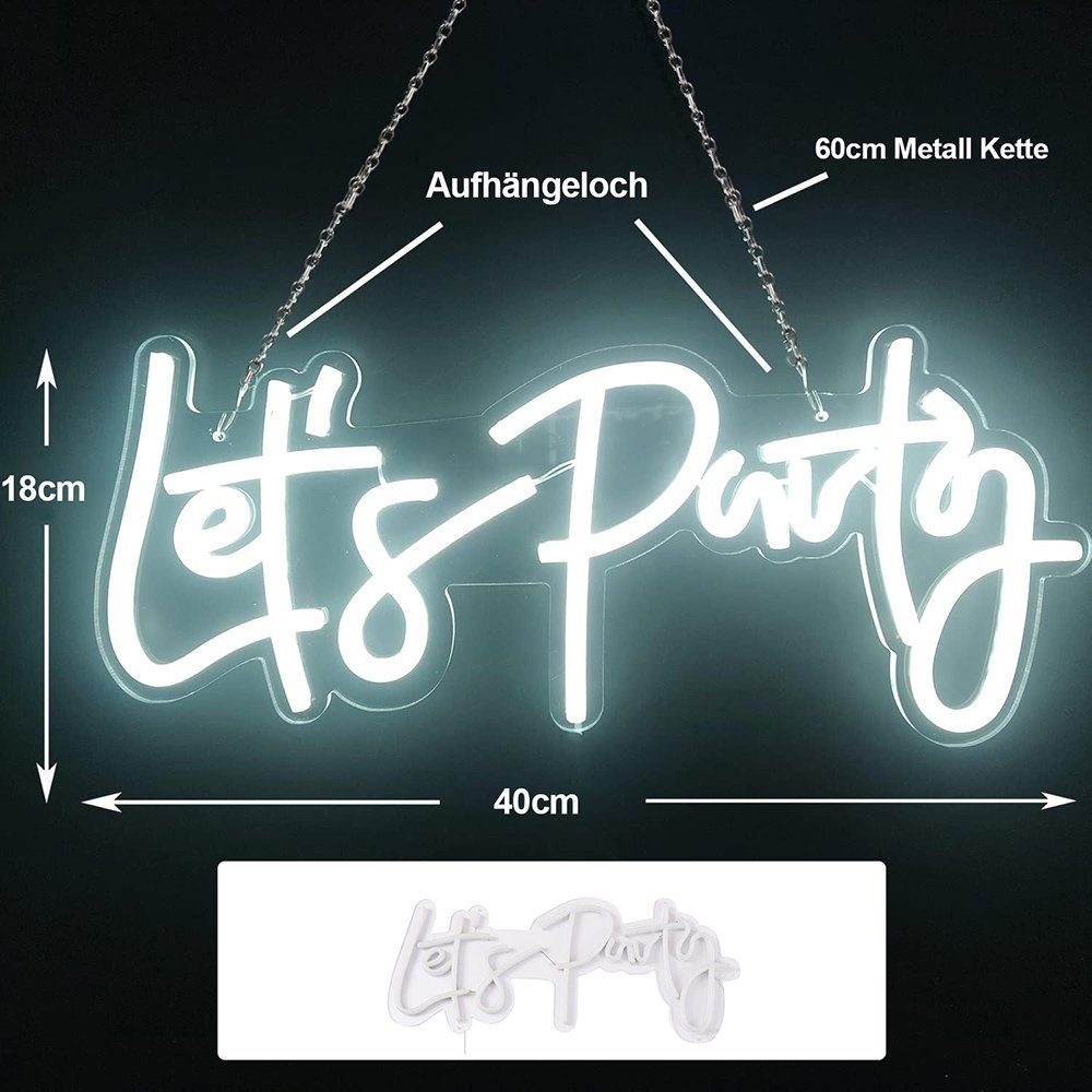 Weiß Party,Neon Wand LED Dekolicht MUPOO Neon Schild Schlafzimmer,Neon Let's Deko Sign Light