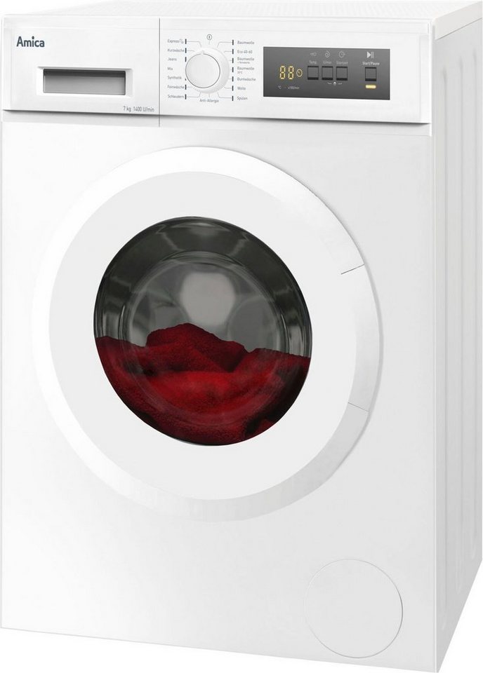 Amica Waschmaschine WA 474 021, 7 kg, 1400 U/min, Automatisches  Unwuchtsystem, Überlaufschutz