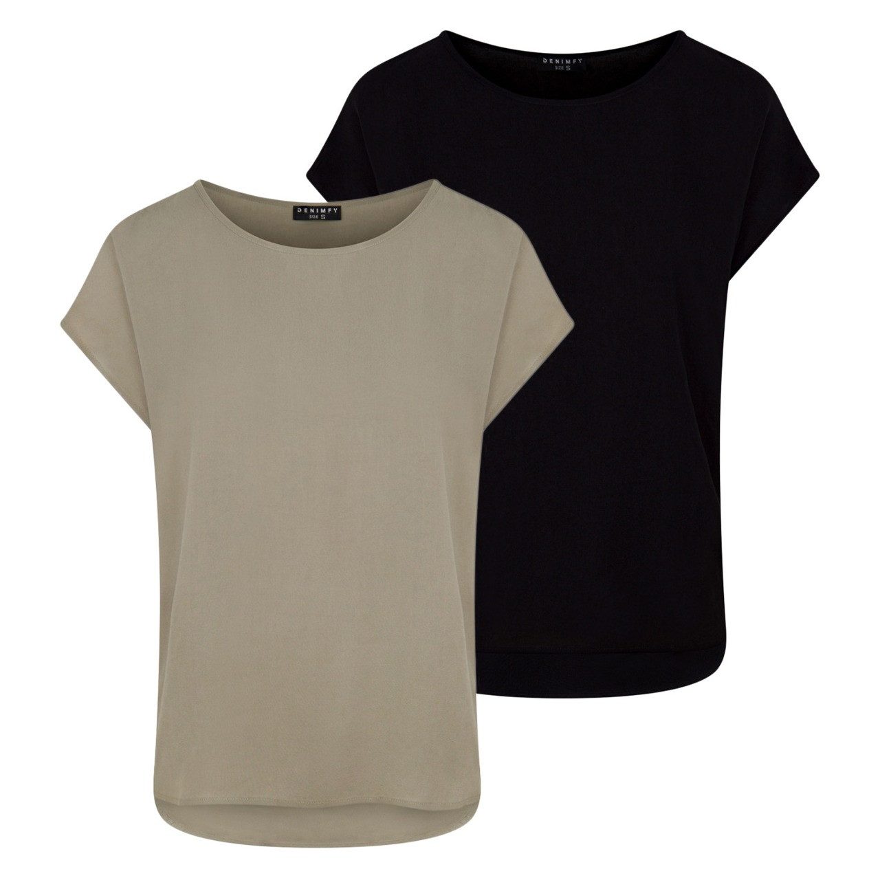 DENIMFY T-Shirt Damen Bluse DFJule Regular Fit 2er Pack (2-tlg) Kurzarm Top günstig online kaufen